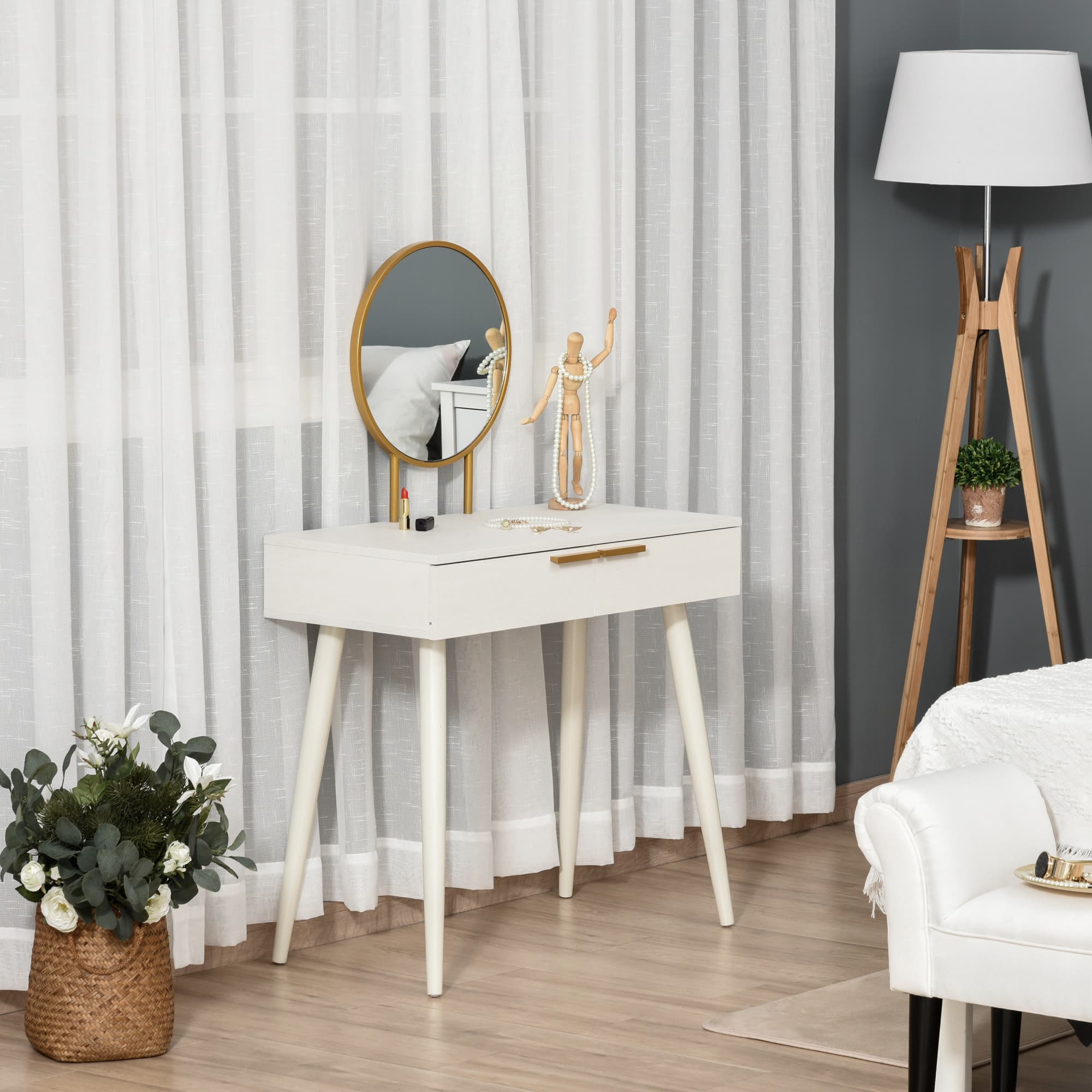 Discover Effortless Elegance: White Dressing Table with Mirror - image 5