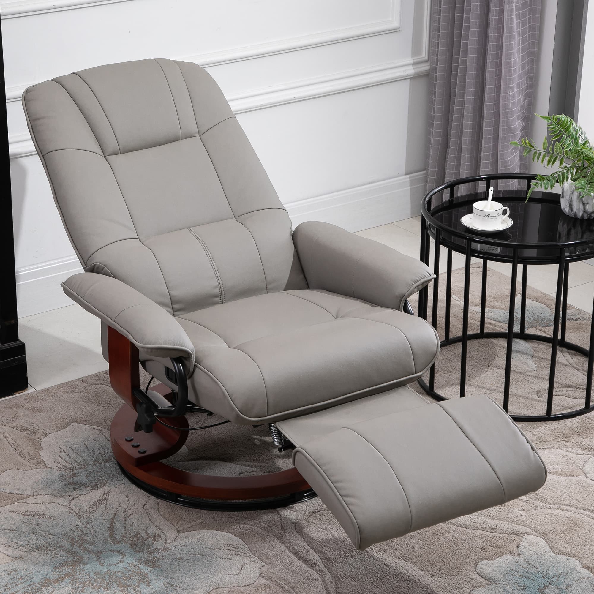 Transform Your Evenings with this Grey Reclining Swivel Chair - image 1