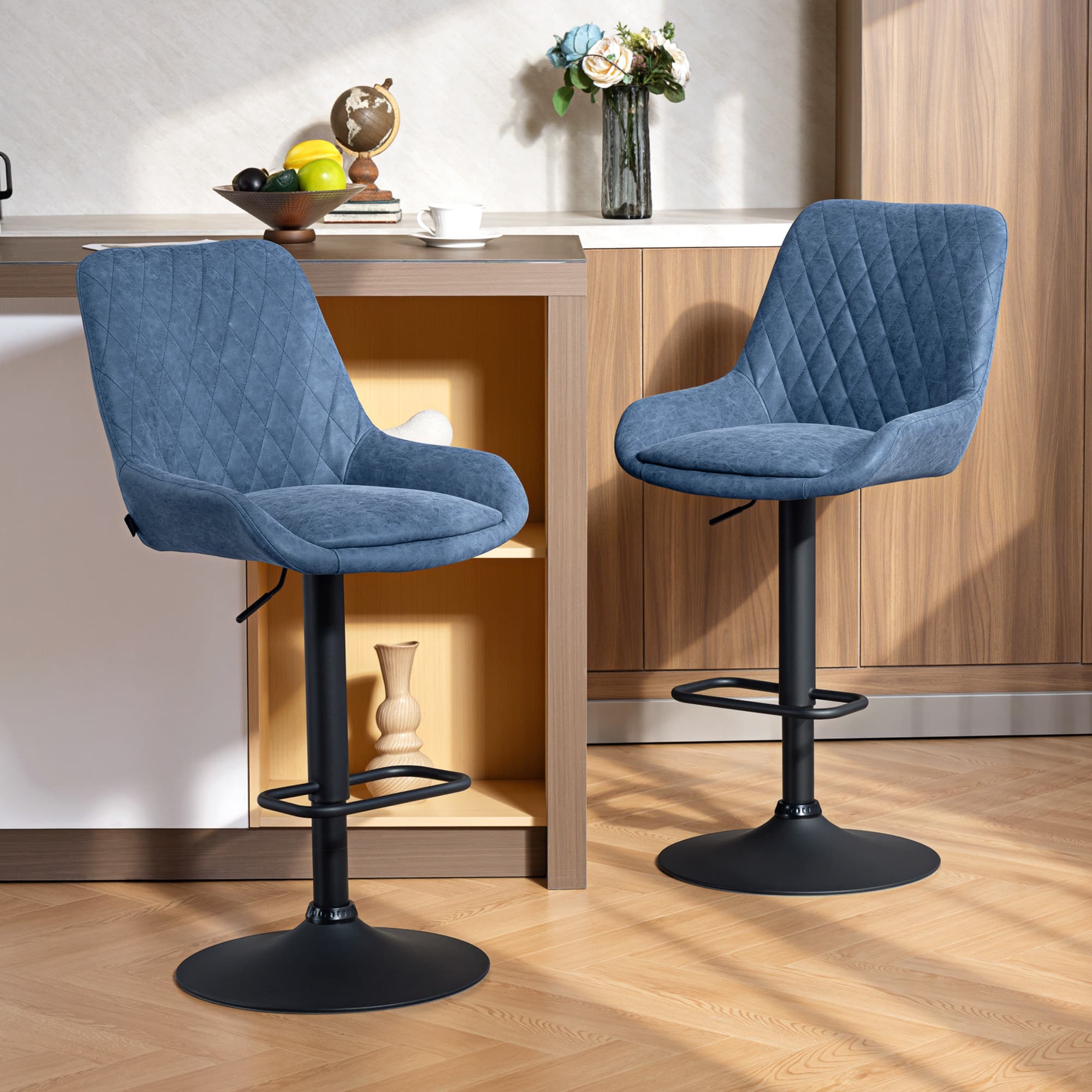 Transform Your Kitchen with Dark Blue Retro Bar Stools - image 4