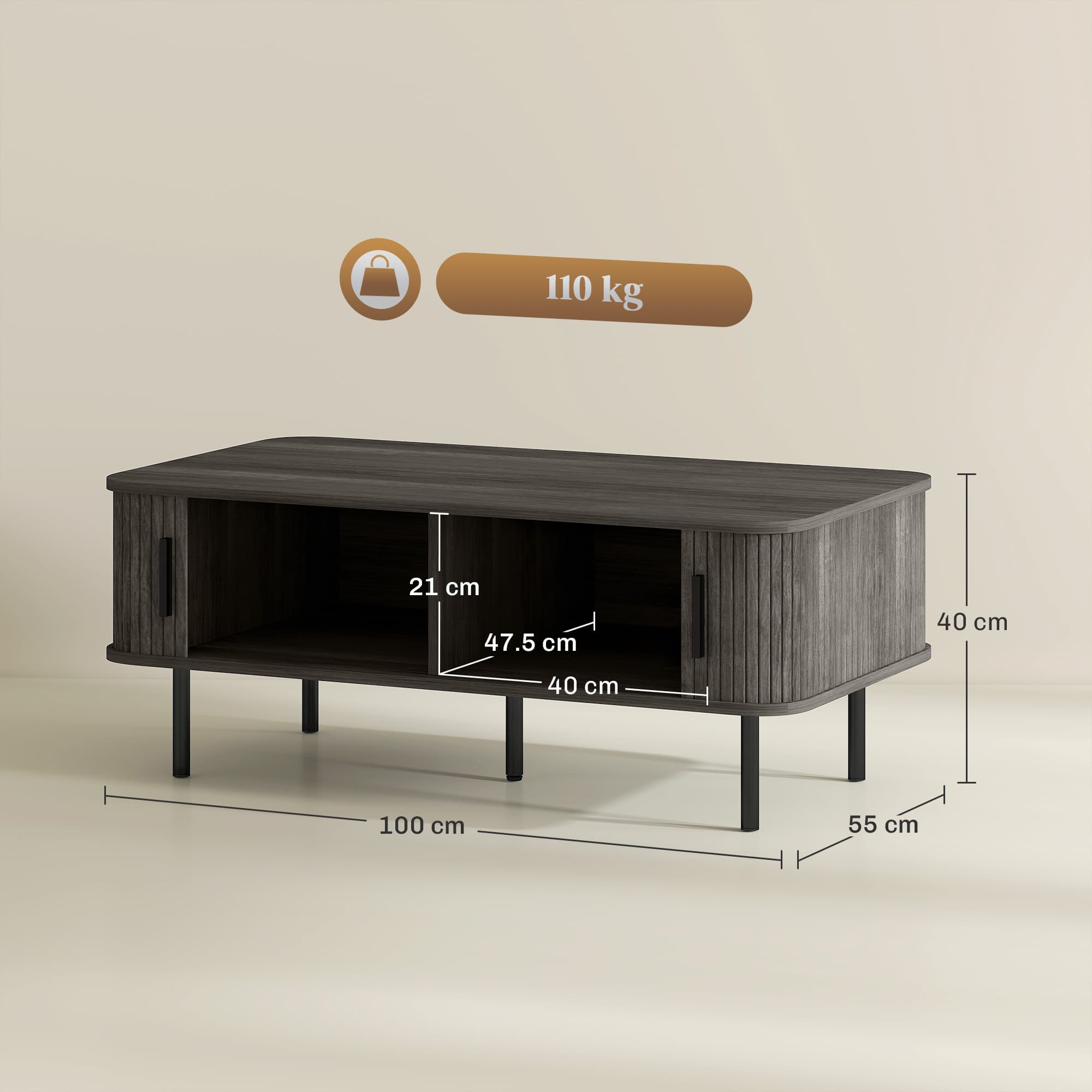 Grey Wood-Effect Coffee Table with Clever Sliding Storage - image 3
