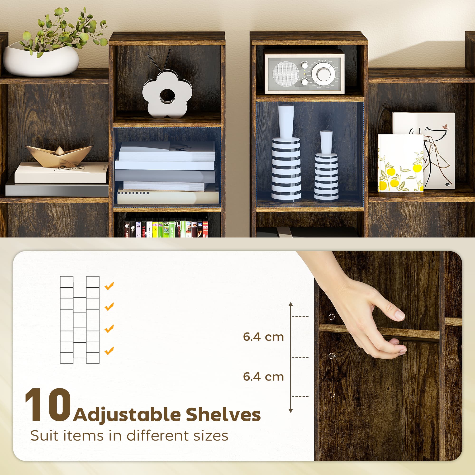 Transform Your Space with this 21-Compartment Rustic Bookshelf - image 4