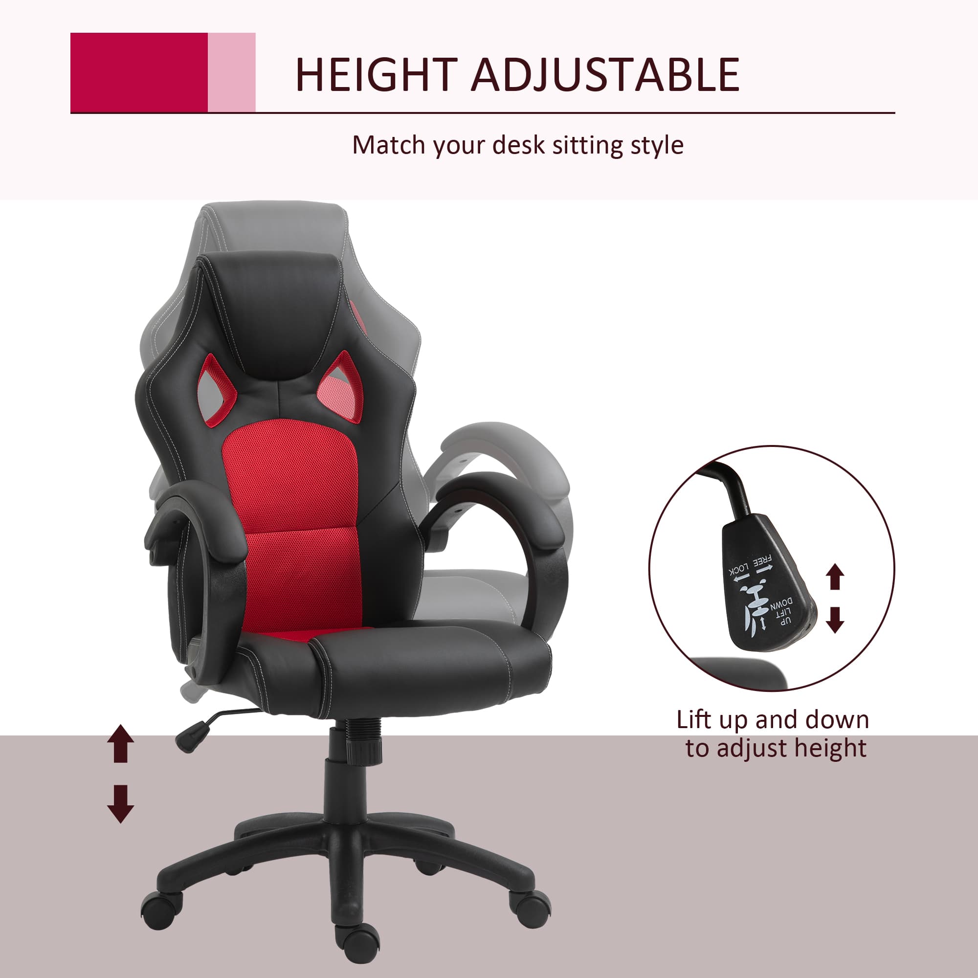 Vinsetto Faux Leather Swivel Office Chair for All-Day Comfort - image 4