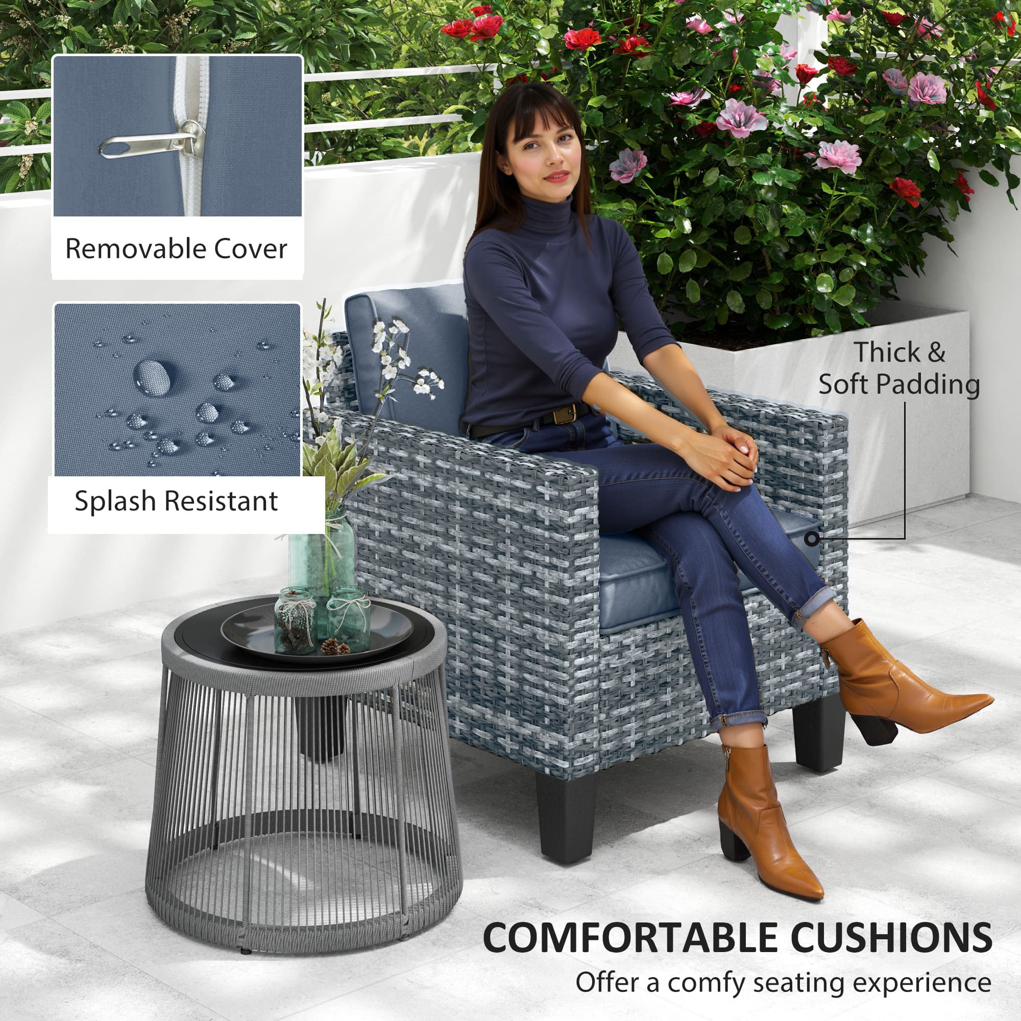 Sink Into Comfort with this Light Grey Rattan Armchair - image 3