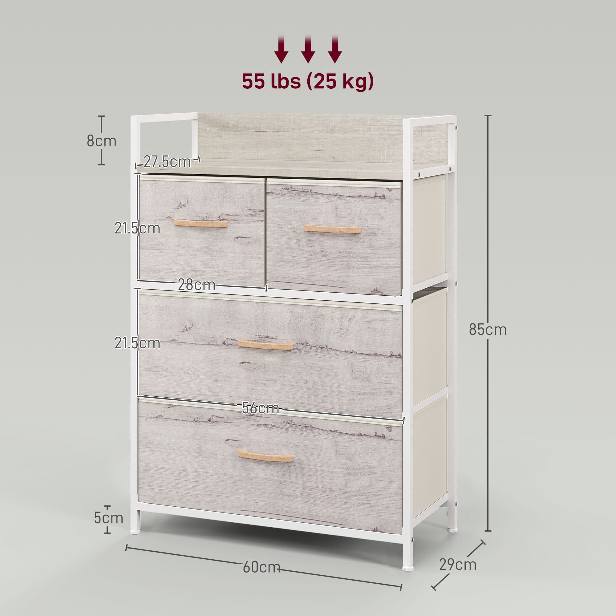 Four-Drawer Fabric Chest with Rustic Wood-Print Design - image 8