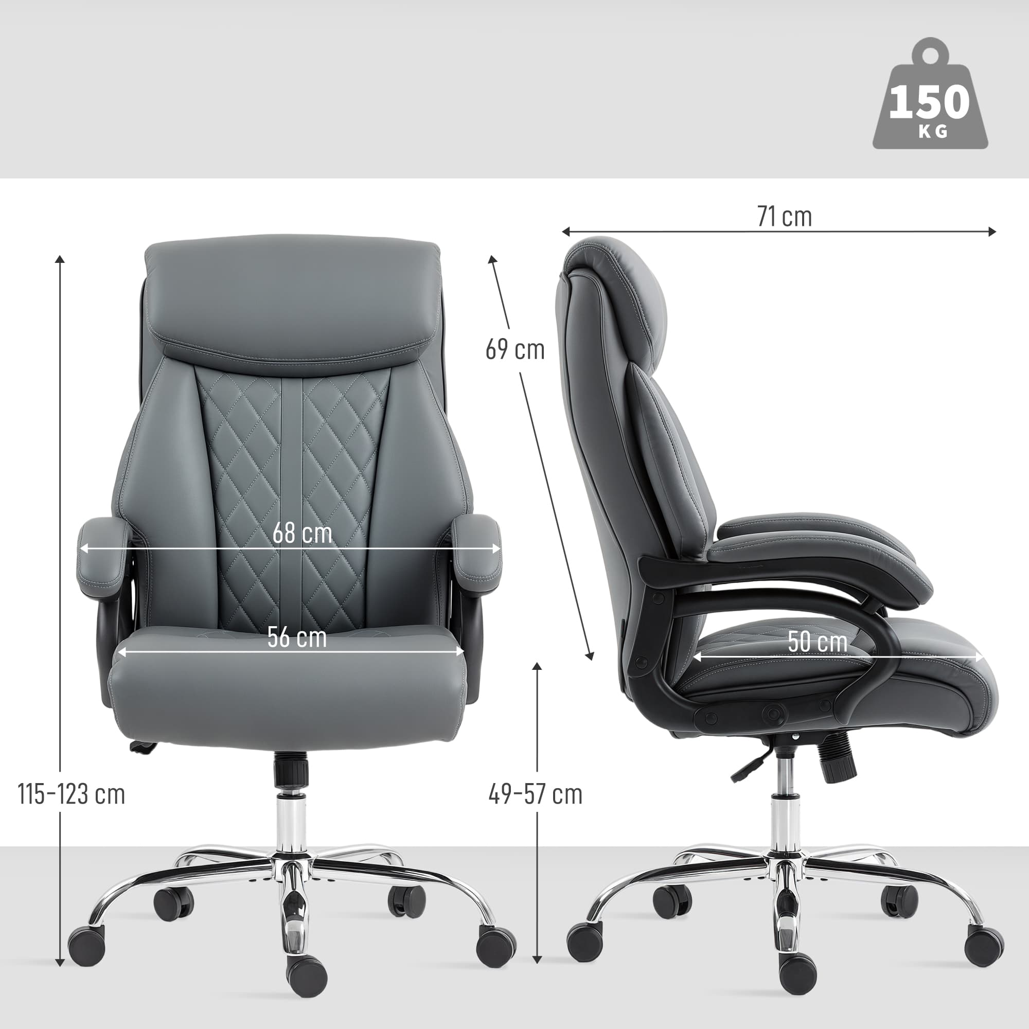 Premium Charcoal Grey Faux Leather Executive Office Chair - image 2