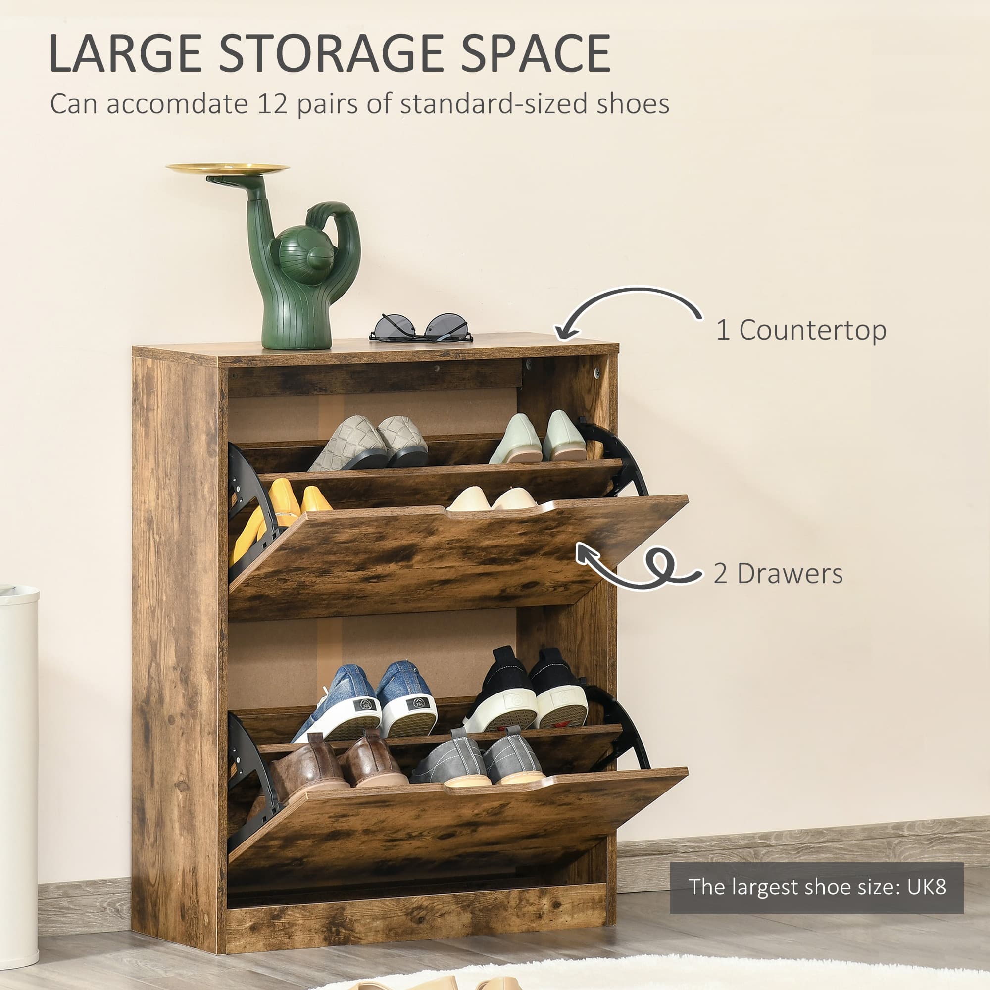 Effortless Hallway Organisation: Slim Rustic Shoe Cabinet - image 4