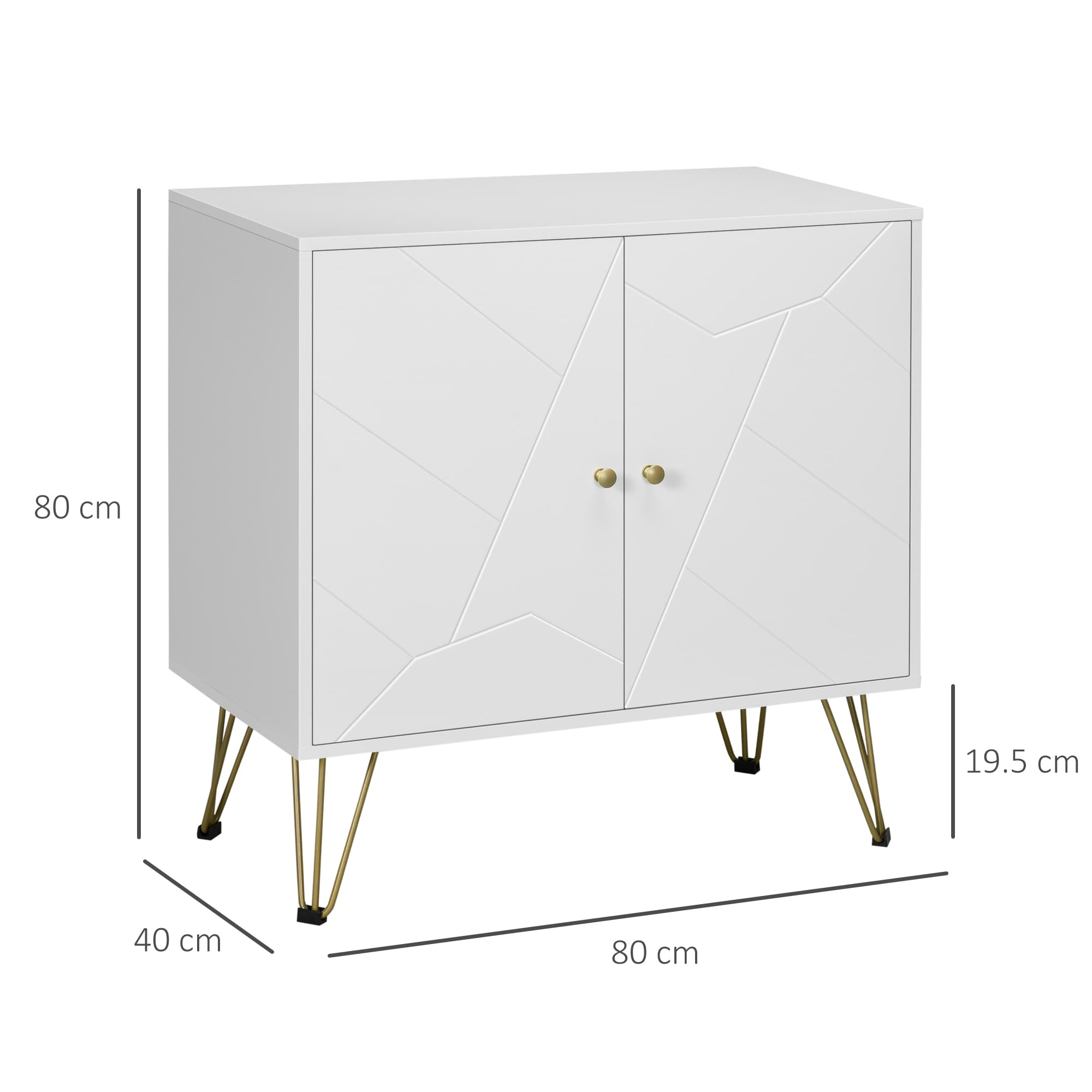 Slim White Storage Sideboard with Gold Hairpin Legs - image 3