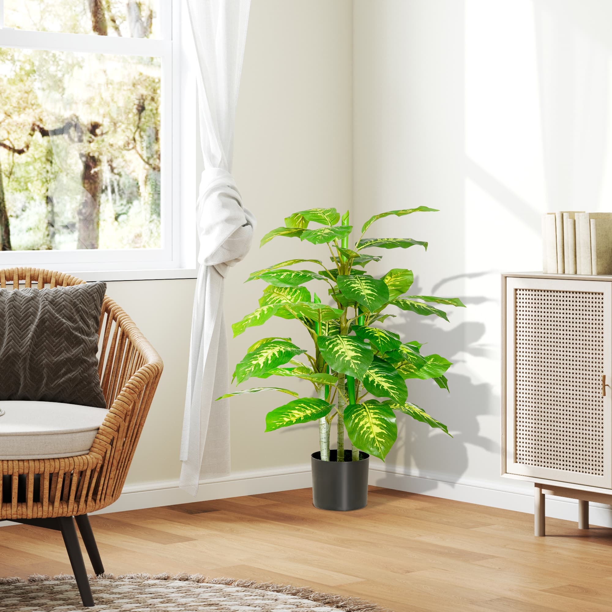 Large Artificial Tropical Foliage Plant with Black Pot - image 6