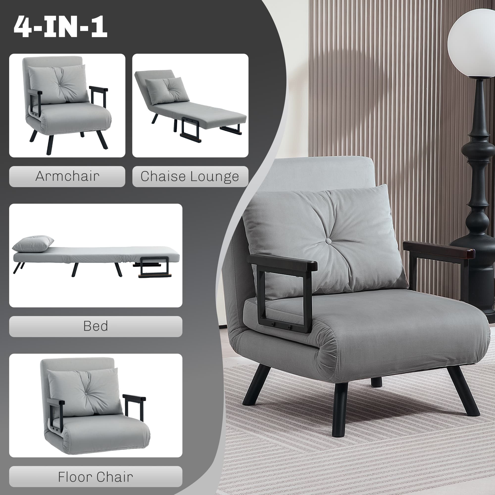 Transform Your Space with the 4-in-1 Velvet Chair Bed - image 3
