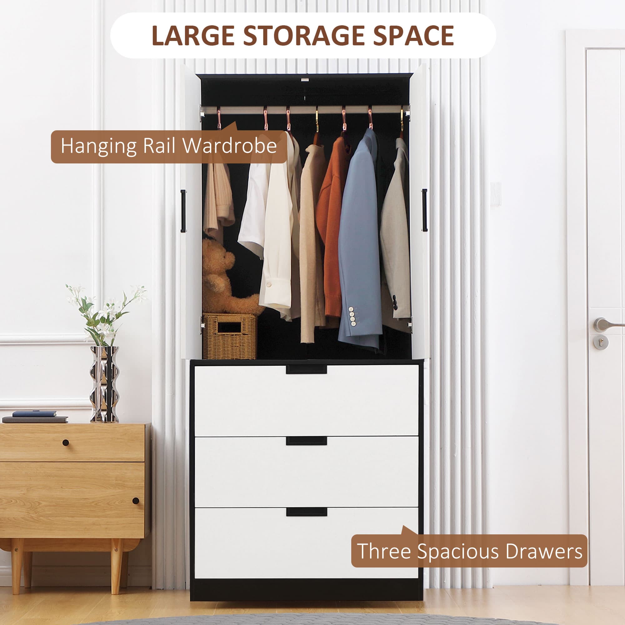 Transform Your Bedroom with this Modern Black 2-Door Wardrobe - image 2
