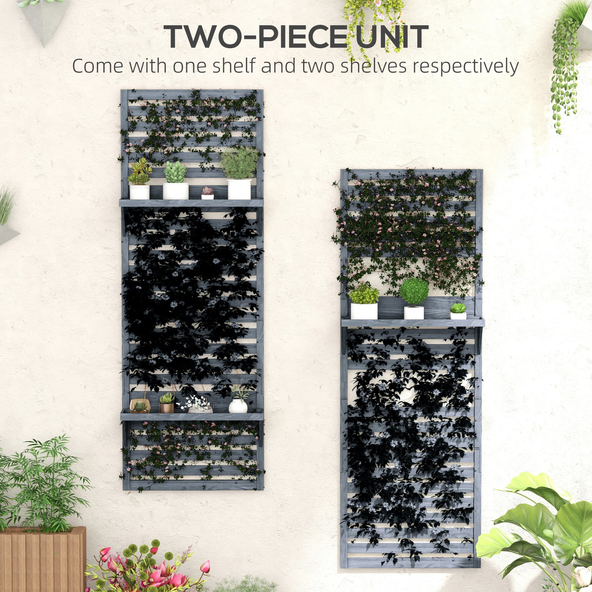Transform Your Walls With This Grey Wooden Plant Stand Set - image 2