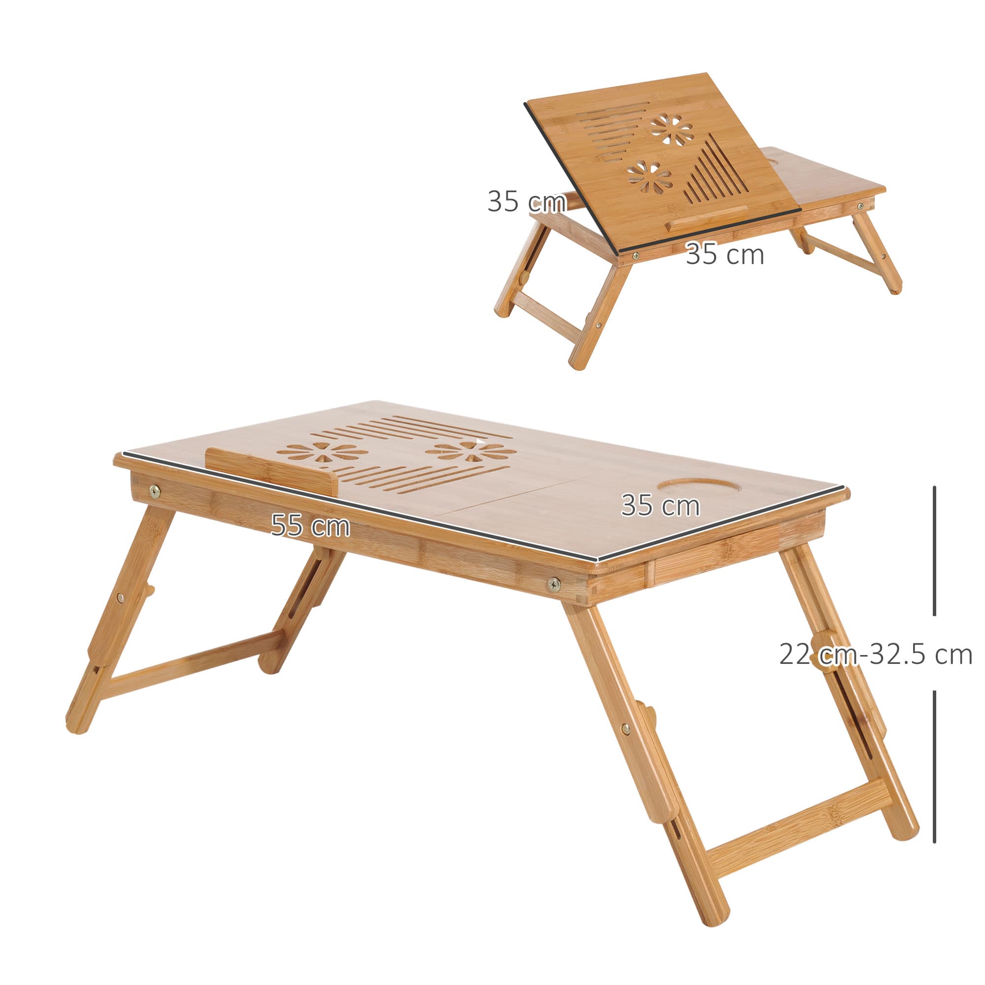 A bamboo lap desk that tilts, folds, and has a pull-out drawer - image 9