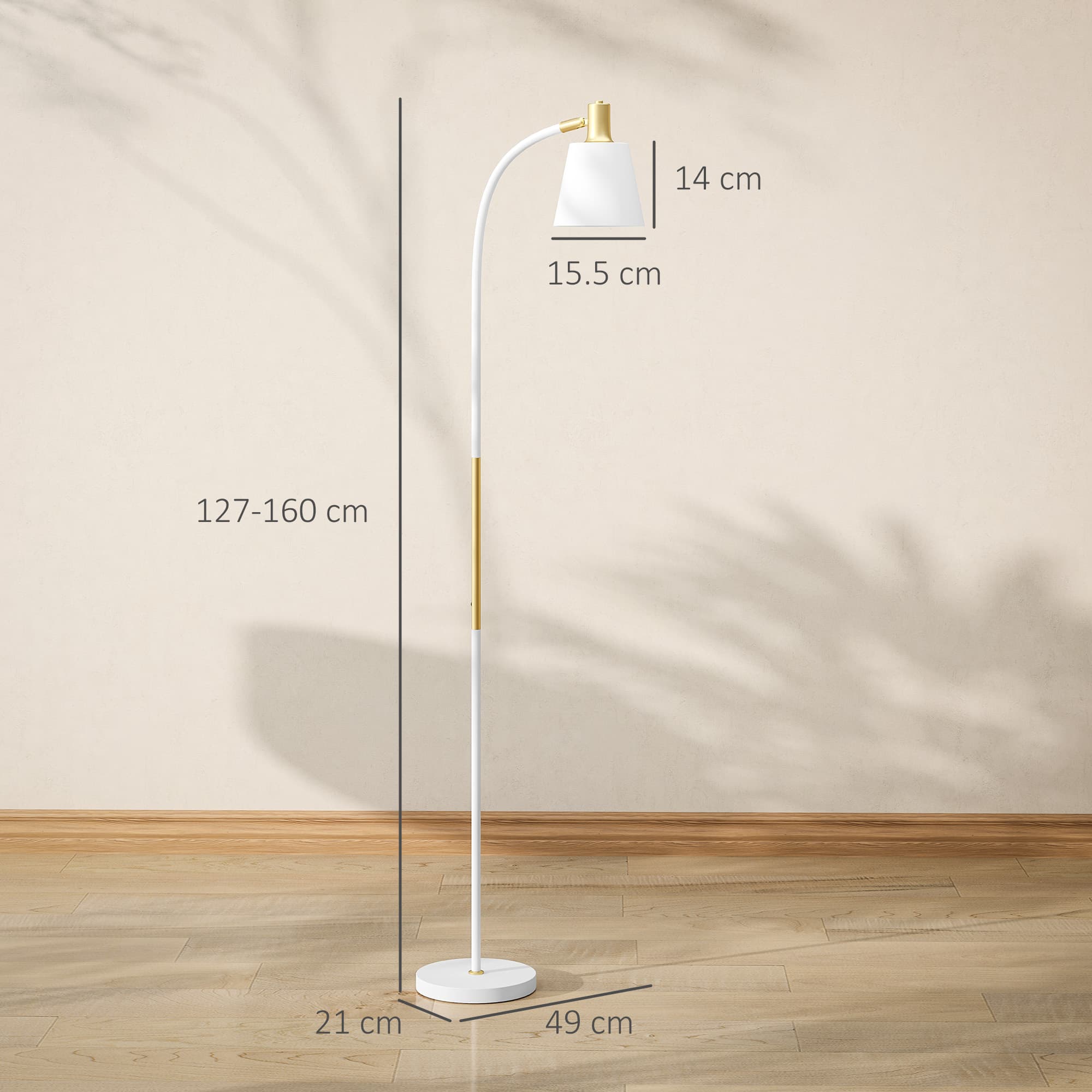 Adjustable Floor Reading Lamp in White and Gold - image 9