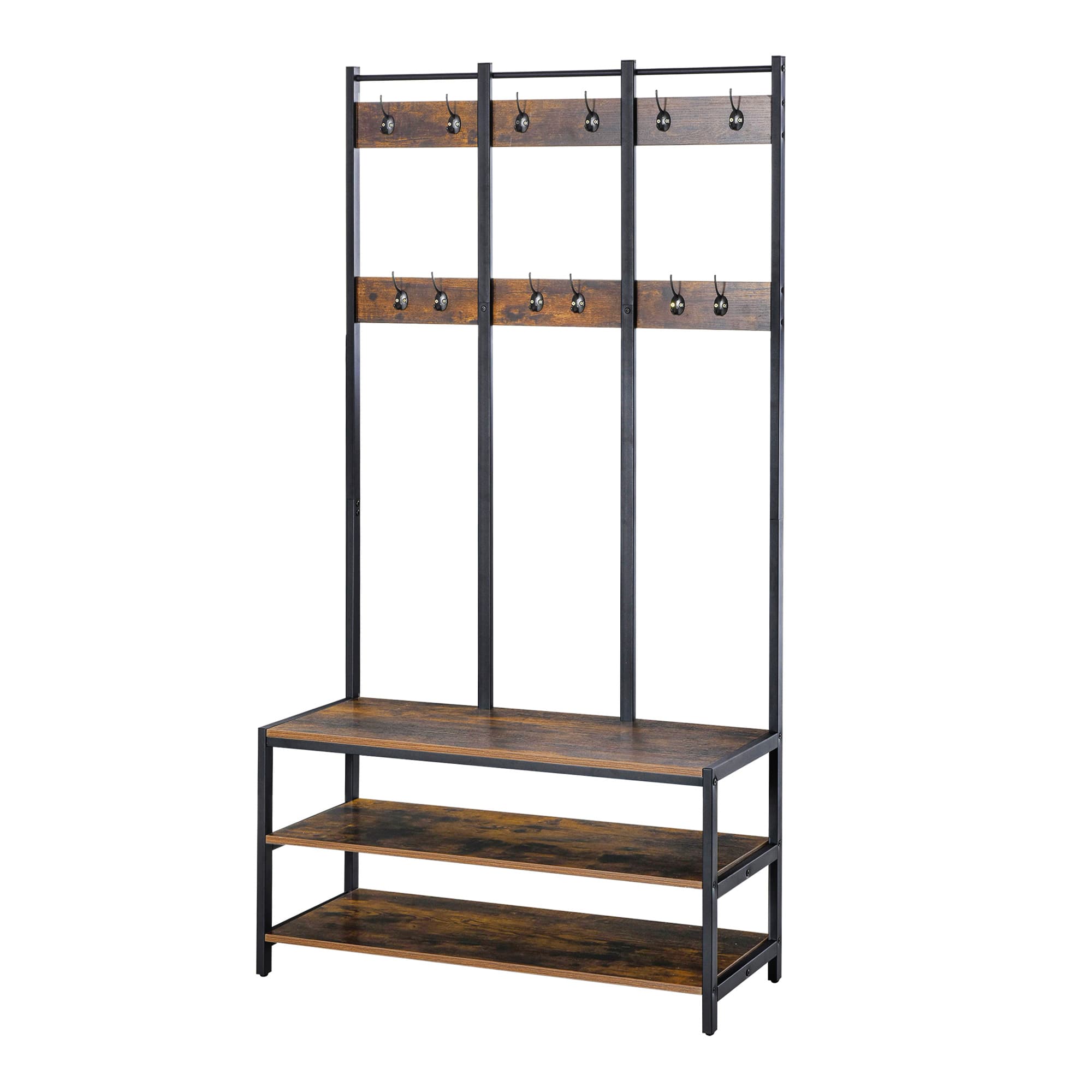 Transform Your Hallway with this Industrial Coat & Shoe Stand - Rustic Brown
