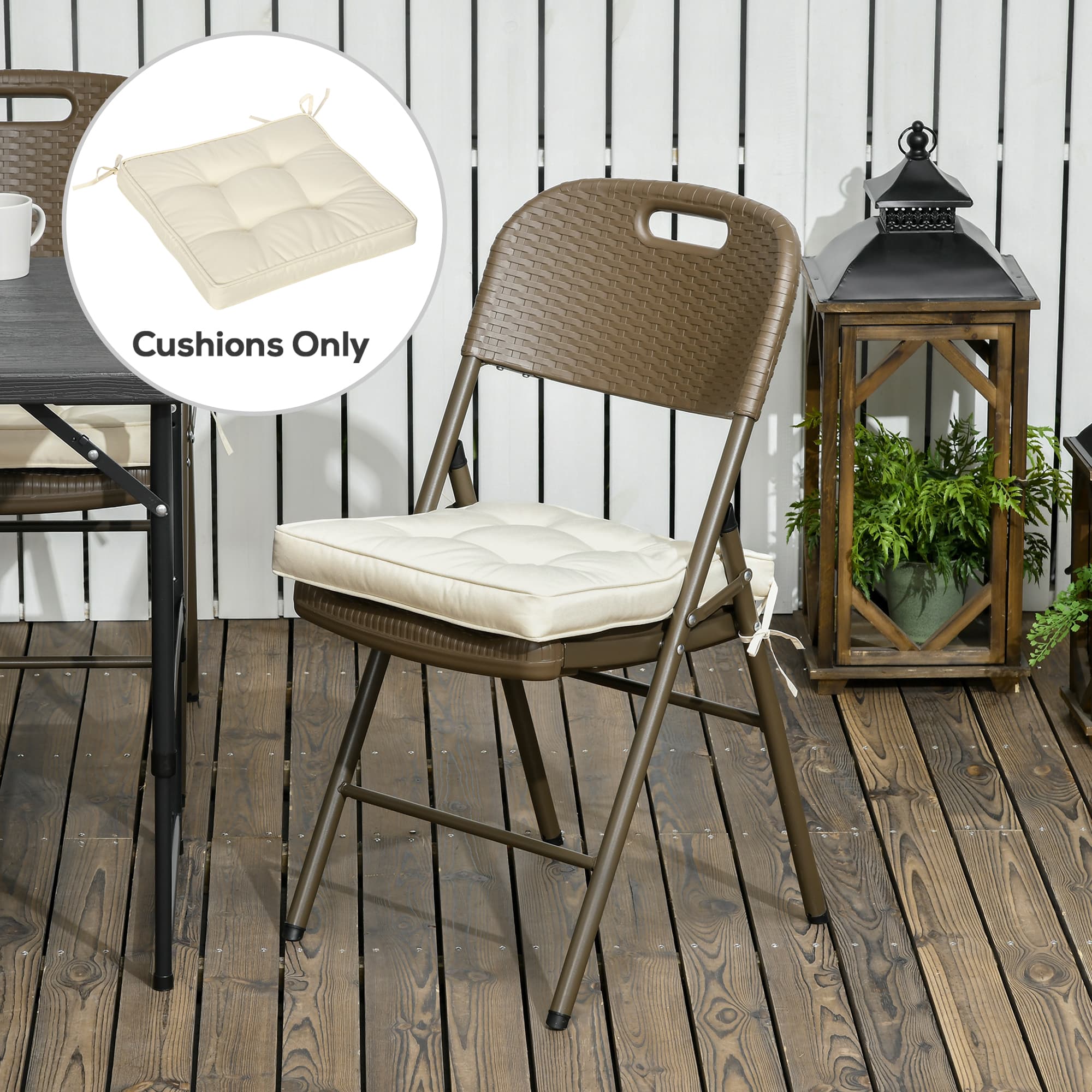 Set of 4 Cream Garden Chair Cushions with Tie Fastenings - image 7