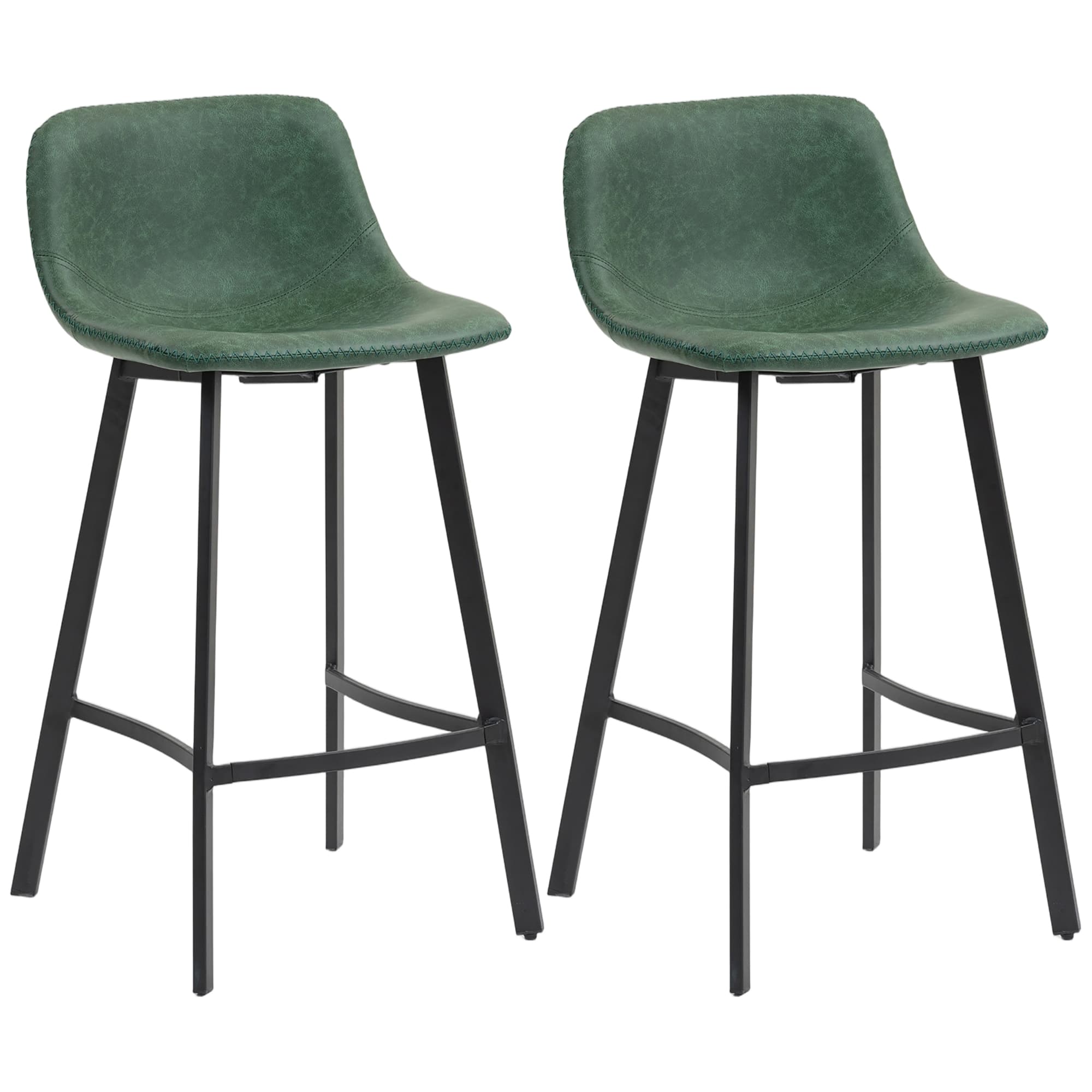 Transform Your Kitchen with Green Faux Leather Bar Stools - Green