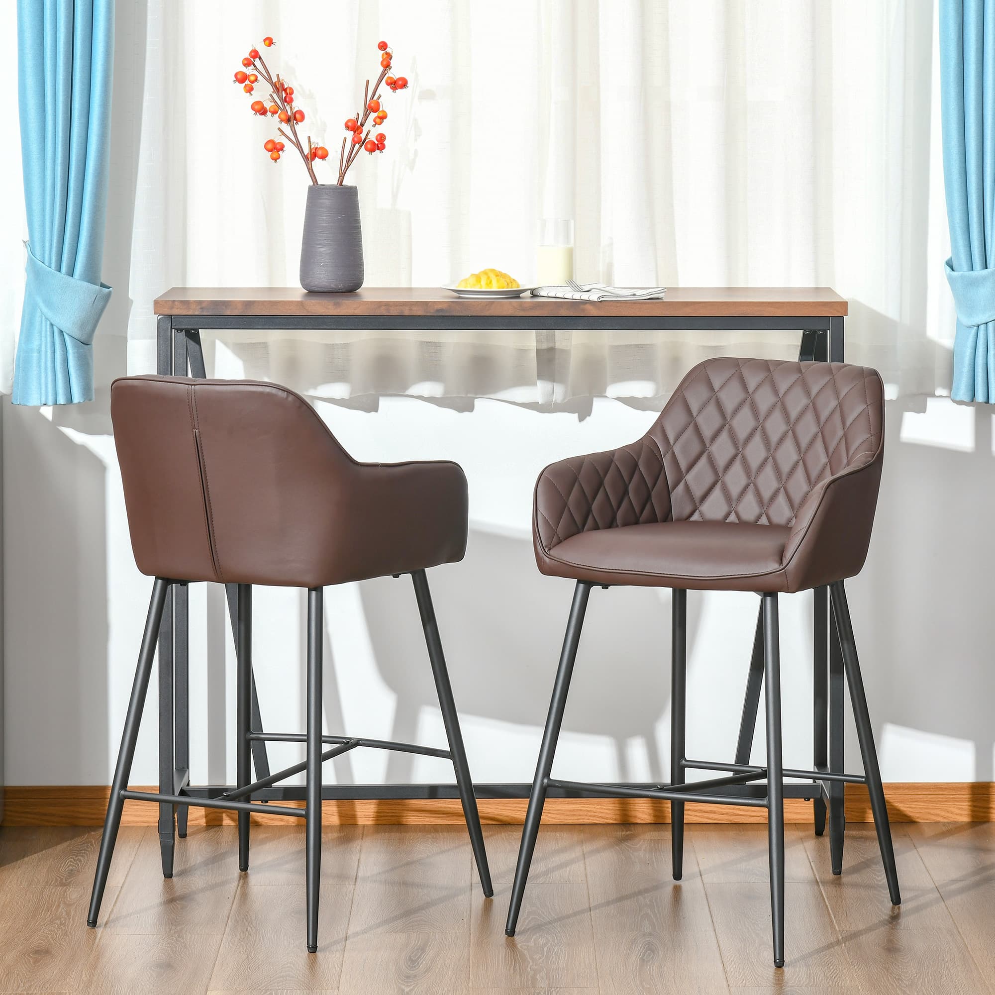Transform Your Kitchen with Retro Brown Faux Leather Bar Stools - image 1
