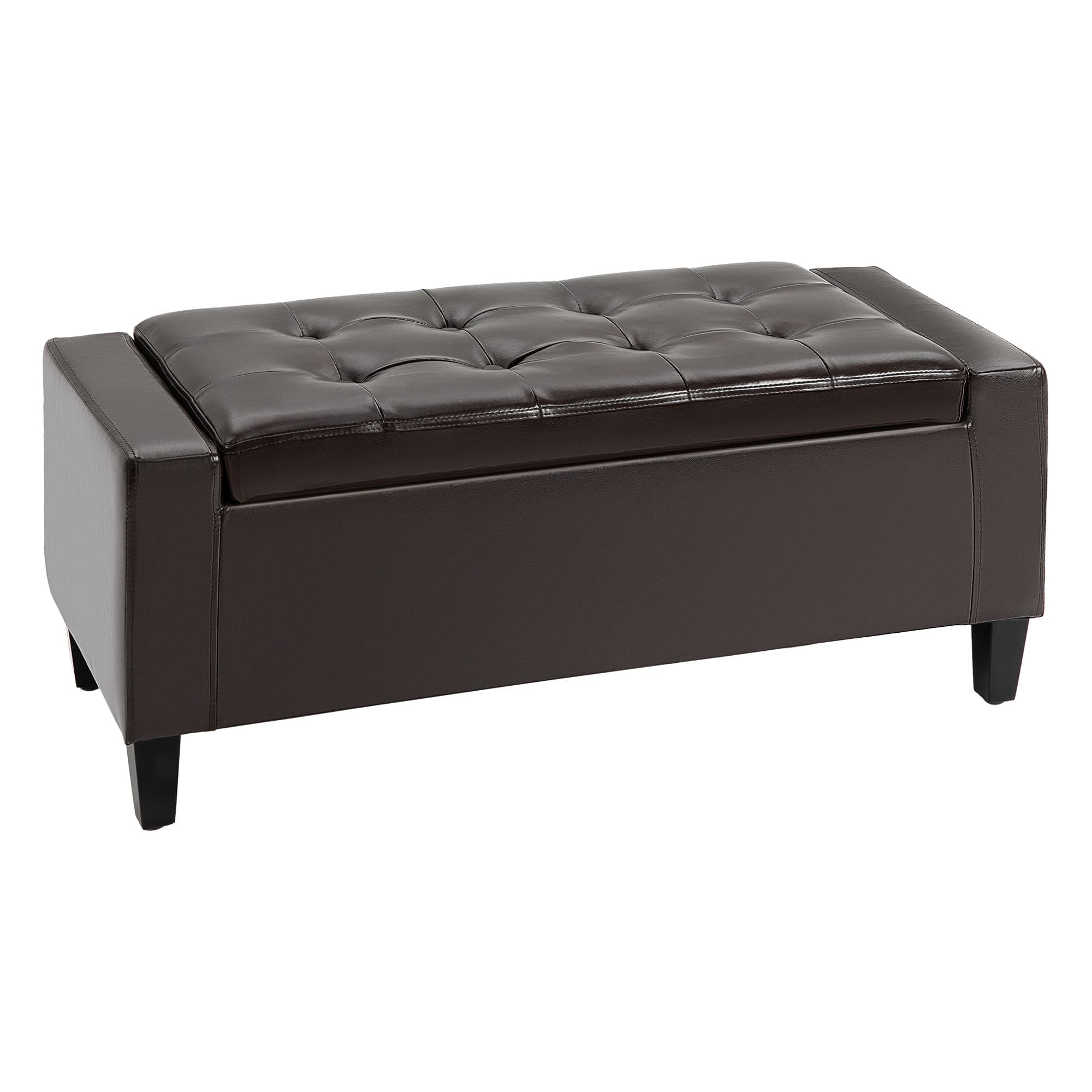 Declutter in Style with this Brown Faux Leather Storage Bench