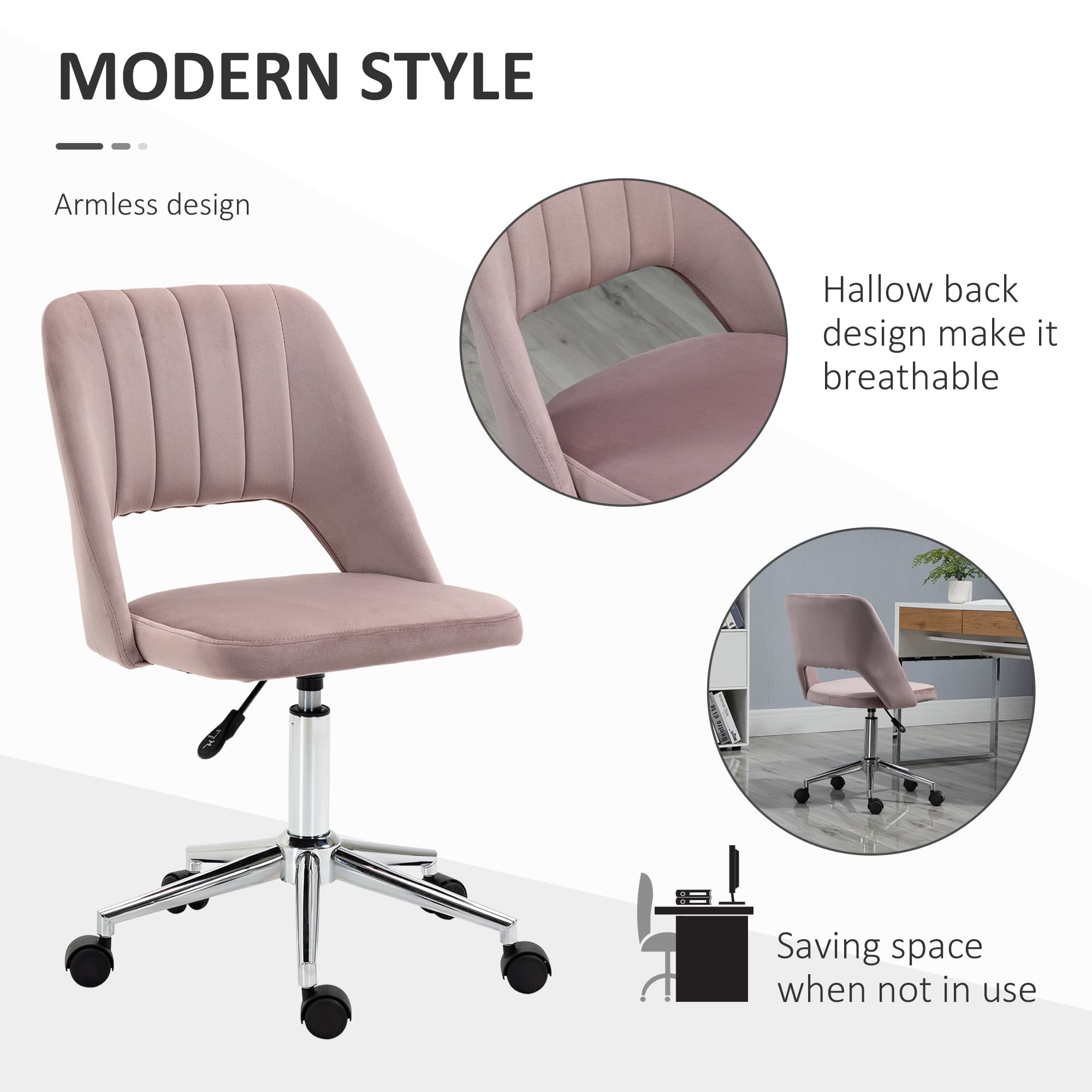 Transform Your Workspace with this Pink Velvet Office Chair - image 2