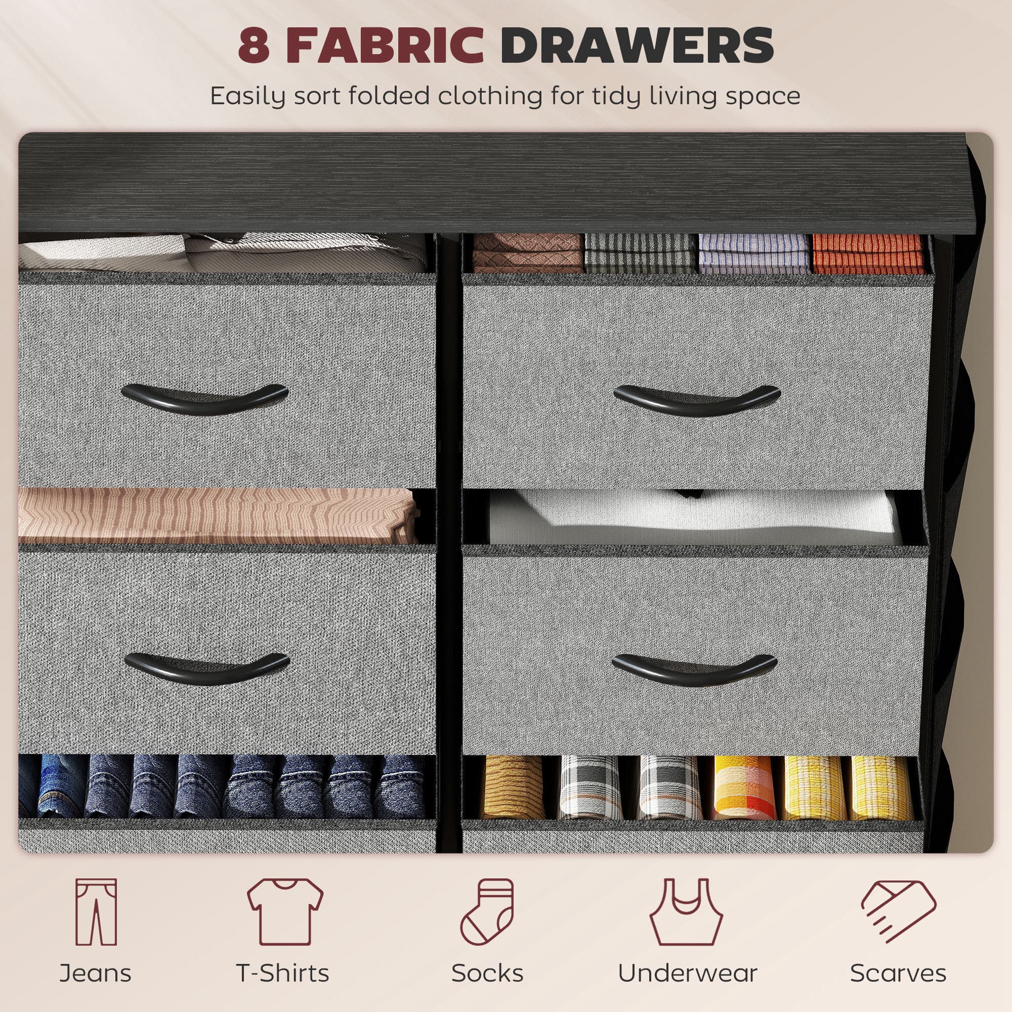 Transform Your Space with this 8-Drawer Charcoal Fabric Chest - image 2