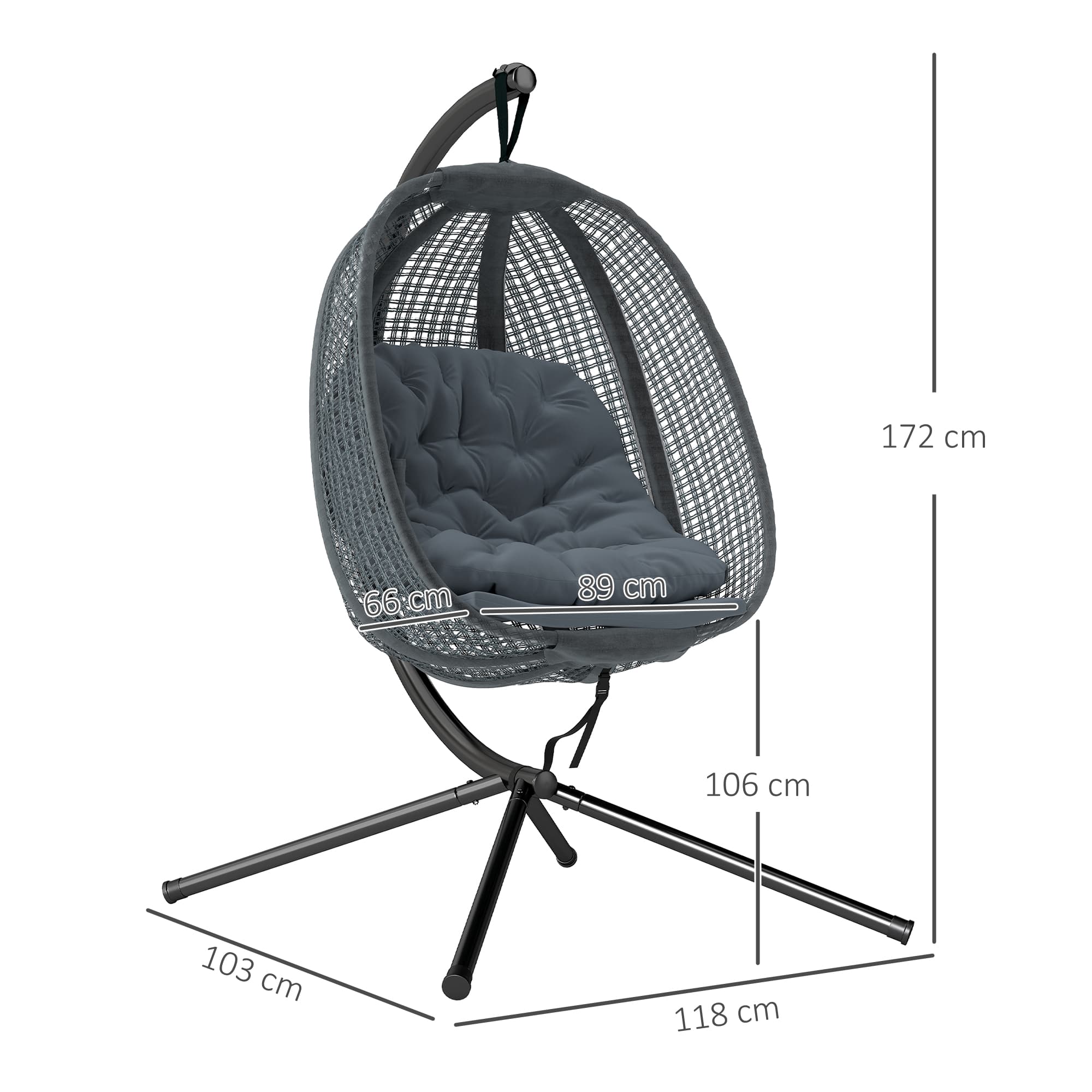Effortless Comfort: Dark Grey Hanging Egg Chair with Stand - image 5