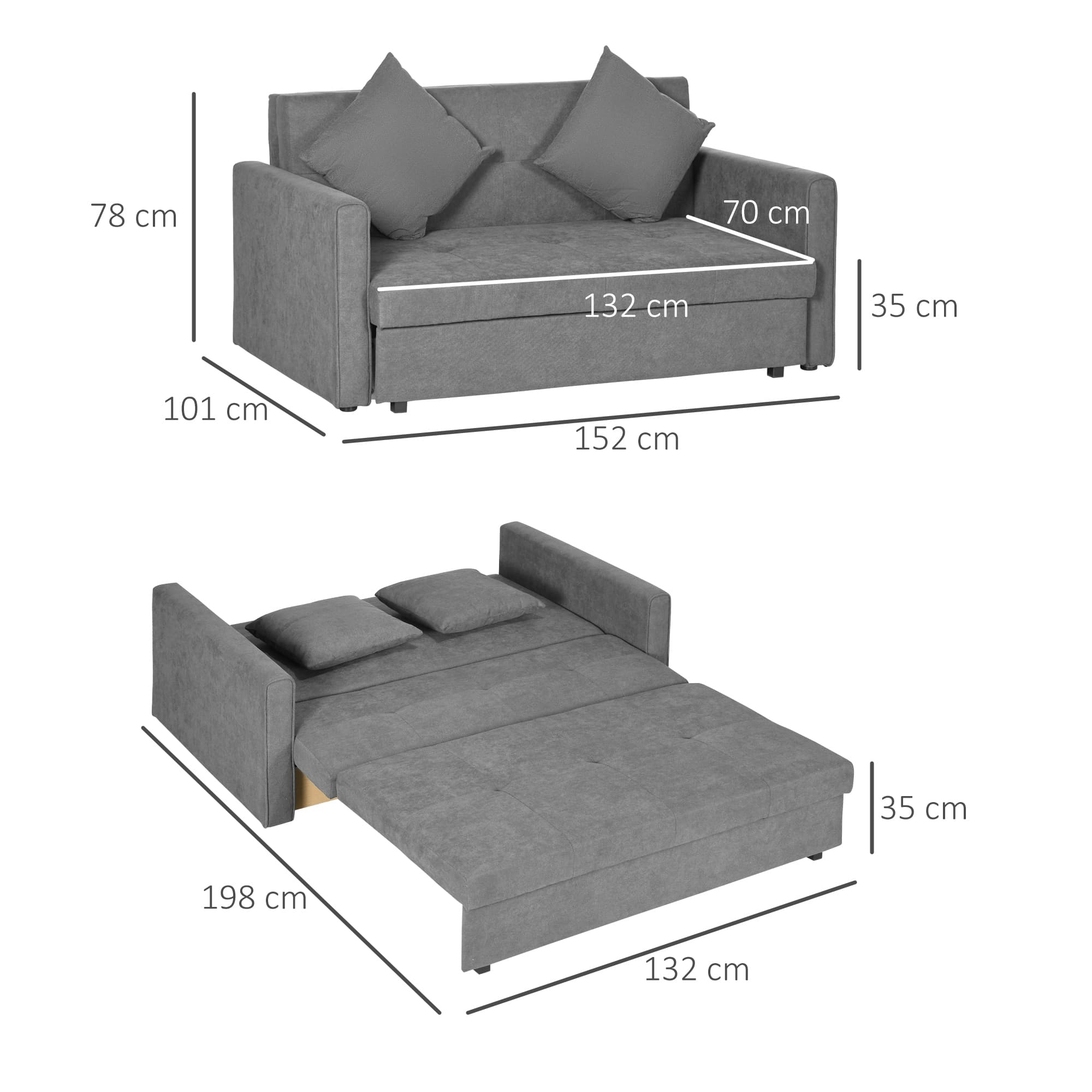 Transform Your Space with this Grey 2-Seater Sofa Bed - image 5