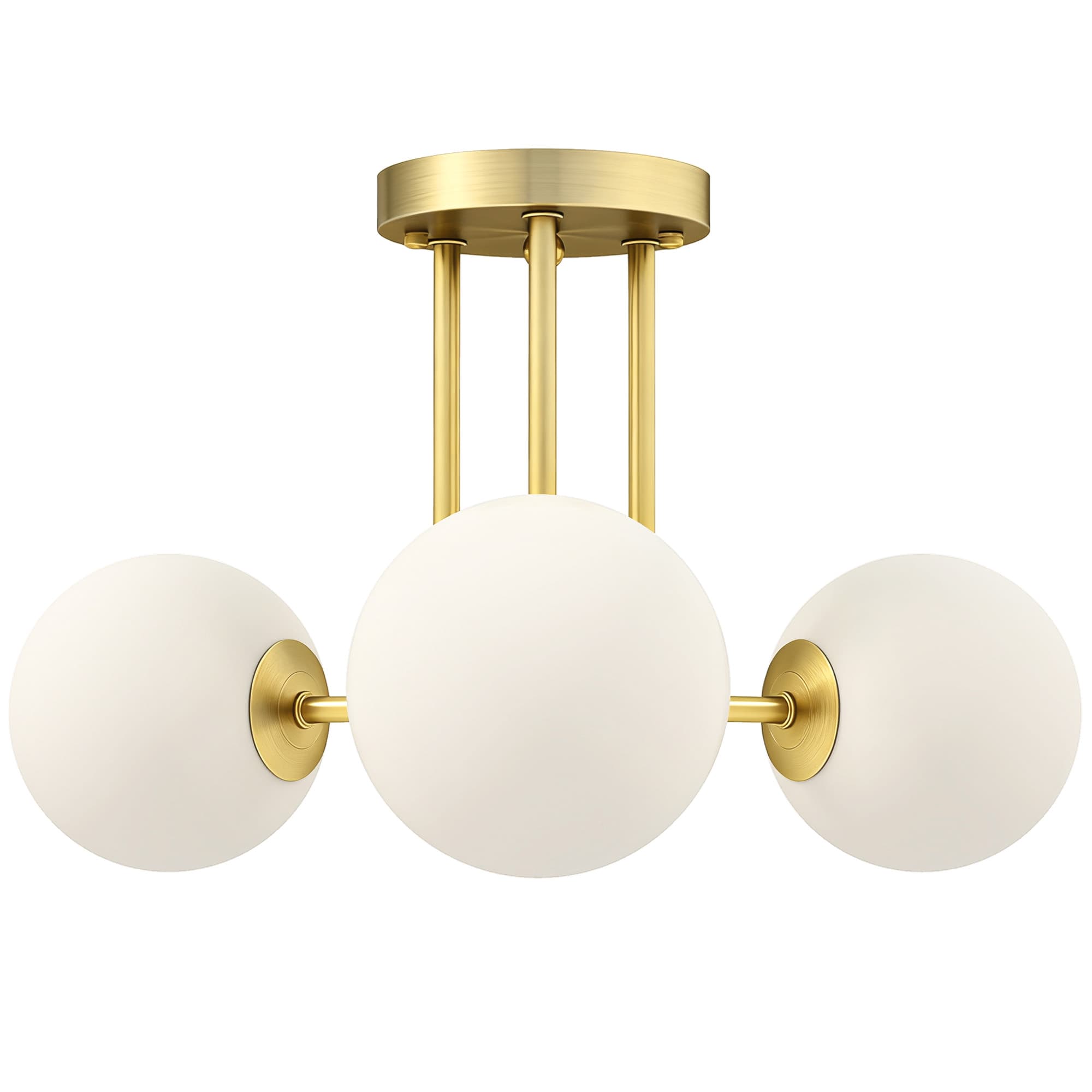 Three Globe Ceiling Light with Brushed Gold Arms - image 6