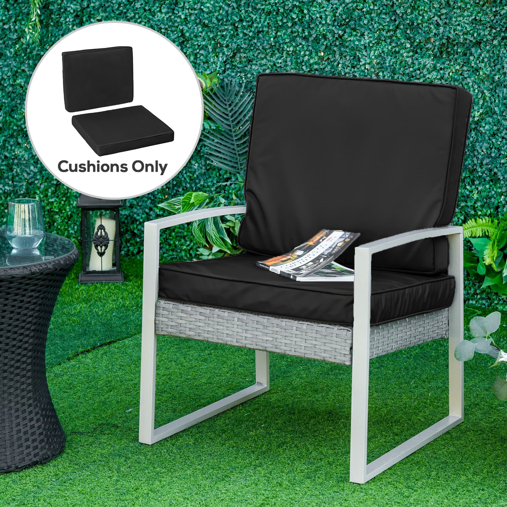 A Seat and Back Cushion Set for Garden Chairs in Solid Black - image 6