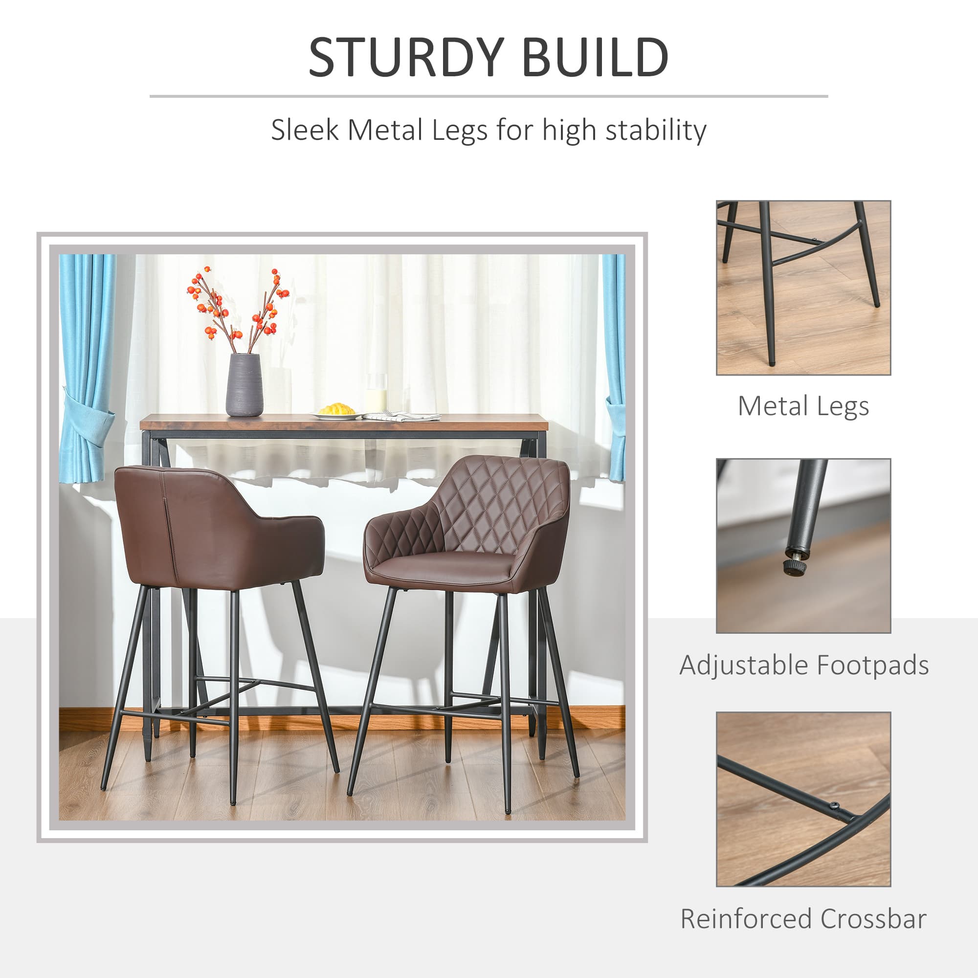 Transform Your Kitchen with Retro Brown Faux Leather Bar Stools - image 3