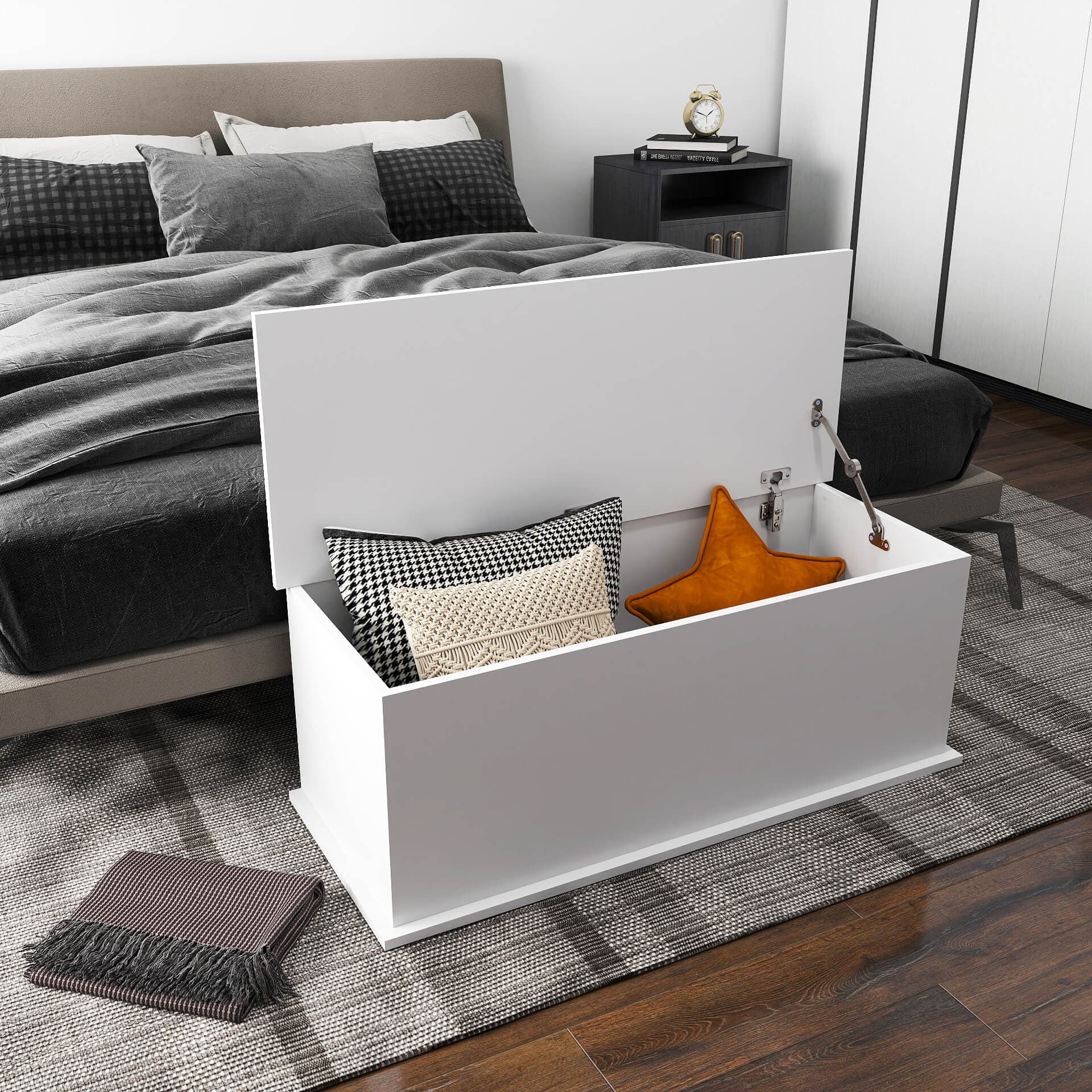 Effortless Organisation: 113L White Wooden Storage Chest - image 1