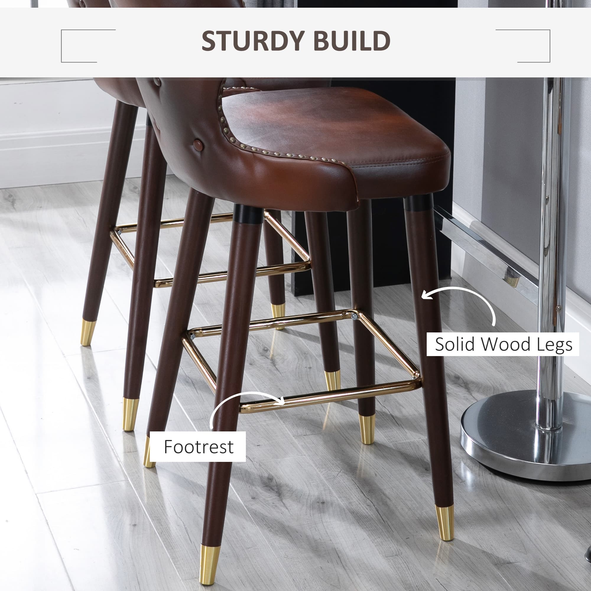 Transform Your Kitchen with Premium Brown Leather Bar Stools - image 4