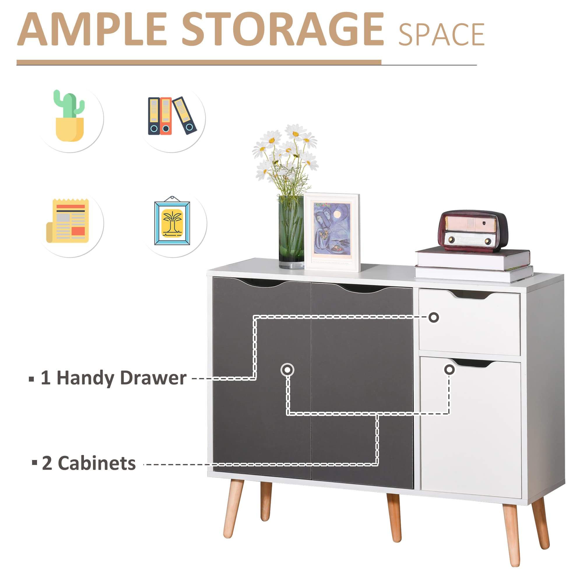 Grey Scandinavian Sideboard Cabinet for Effortless Storage - image 5