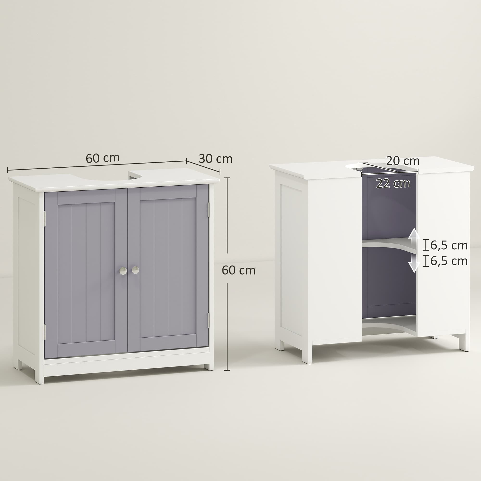 Grey and White Under-Sink Bathroom Cabinet - image 2