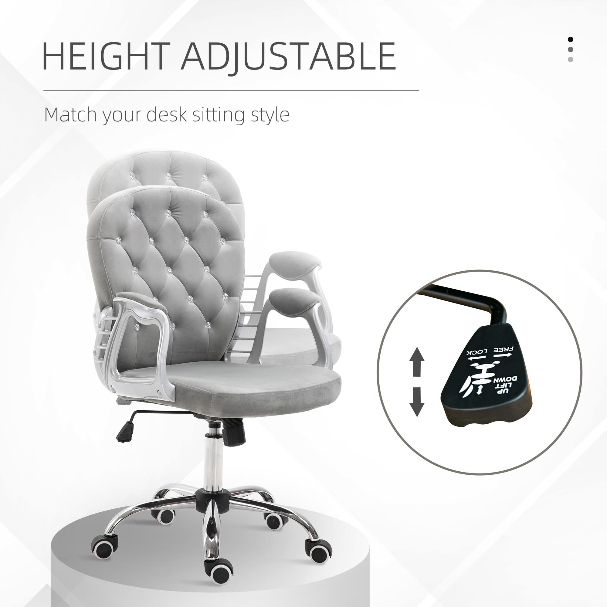Transform Your Workspace with this Grey Velvet Swivel Chair - image 1