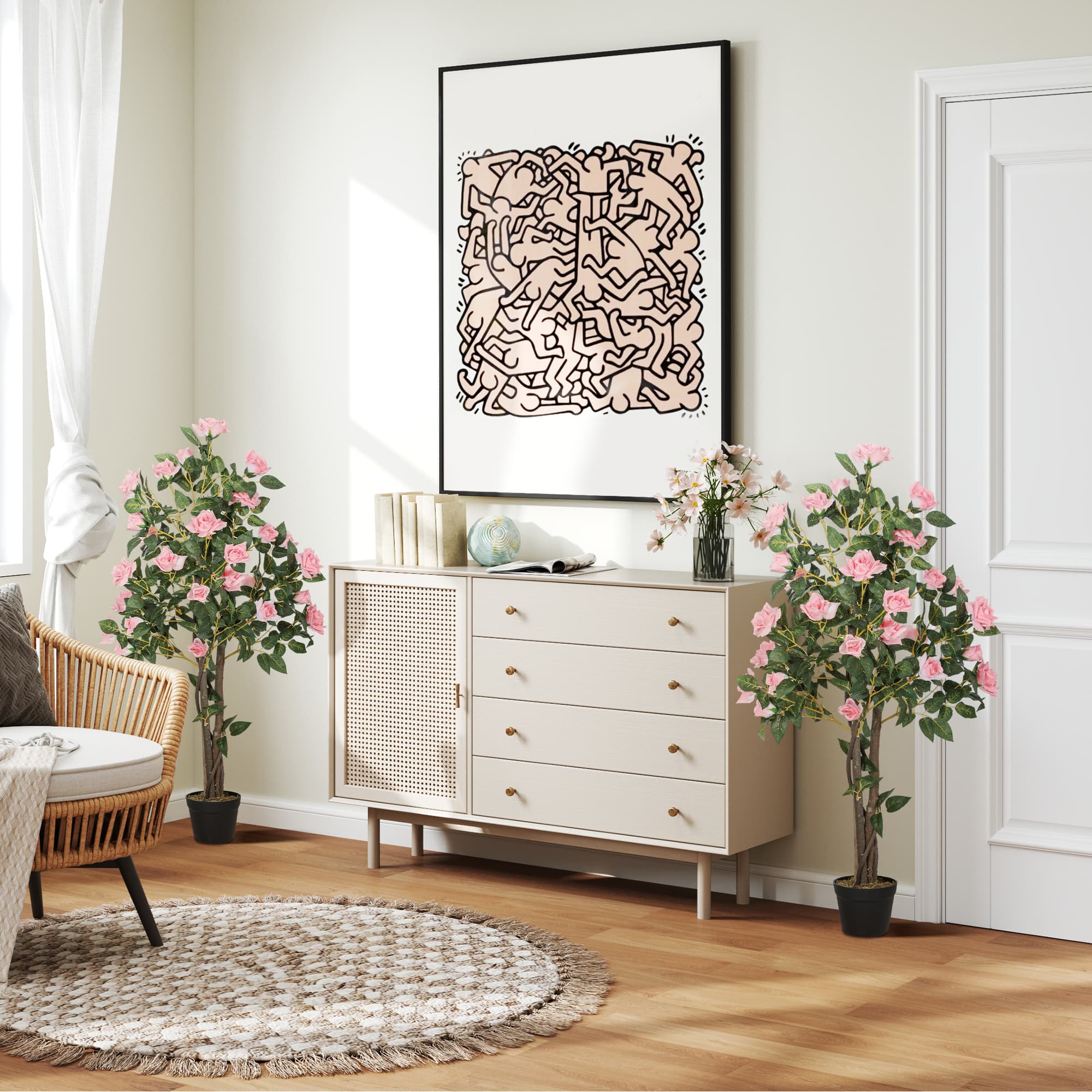 Effortless Elegance: Set of Two 110cm Faux Rose Plants - image 3