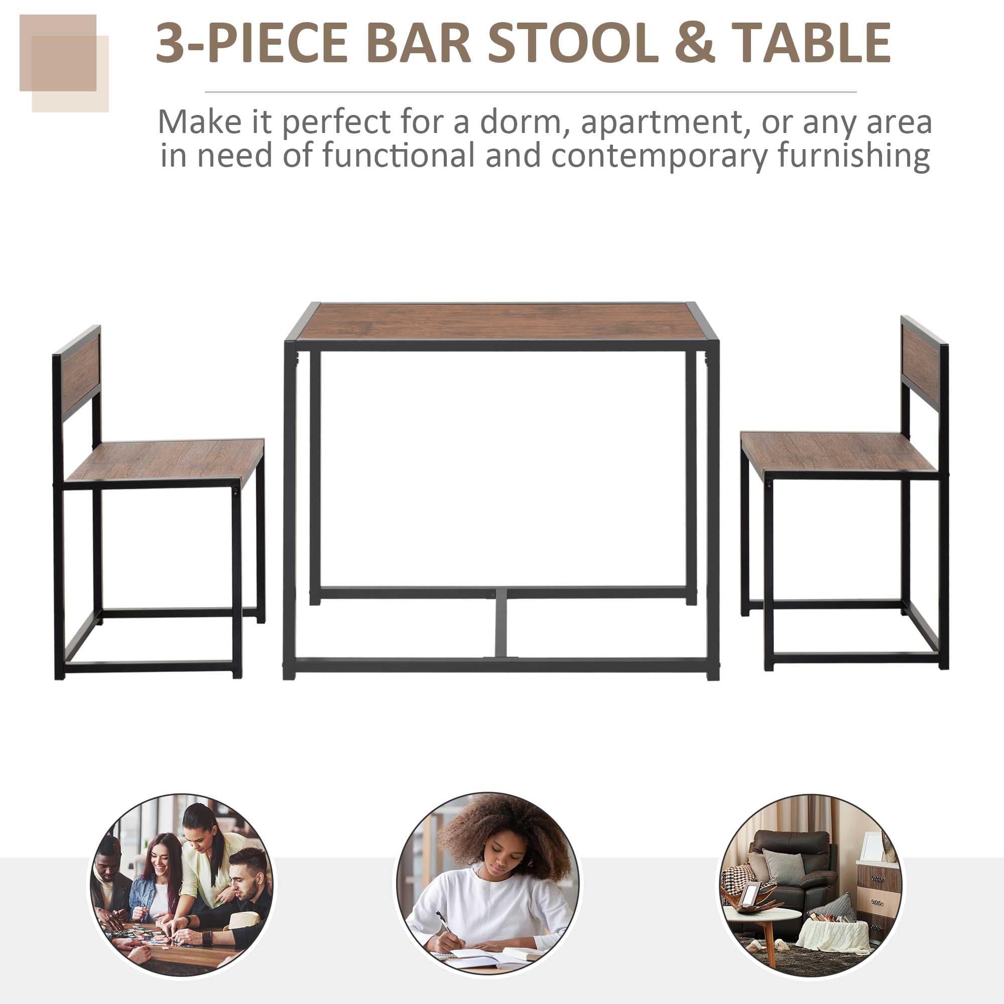 Transform Your Compact Kitchen with this 3-Piece Dining Set - image 3
