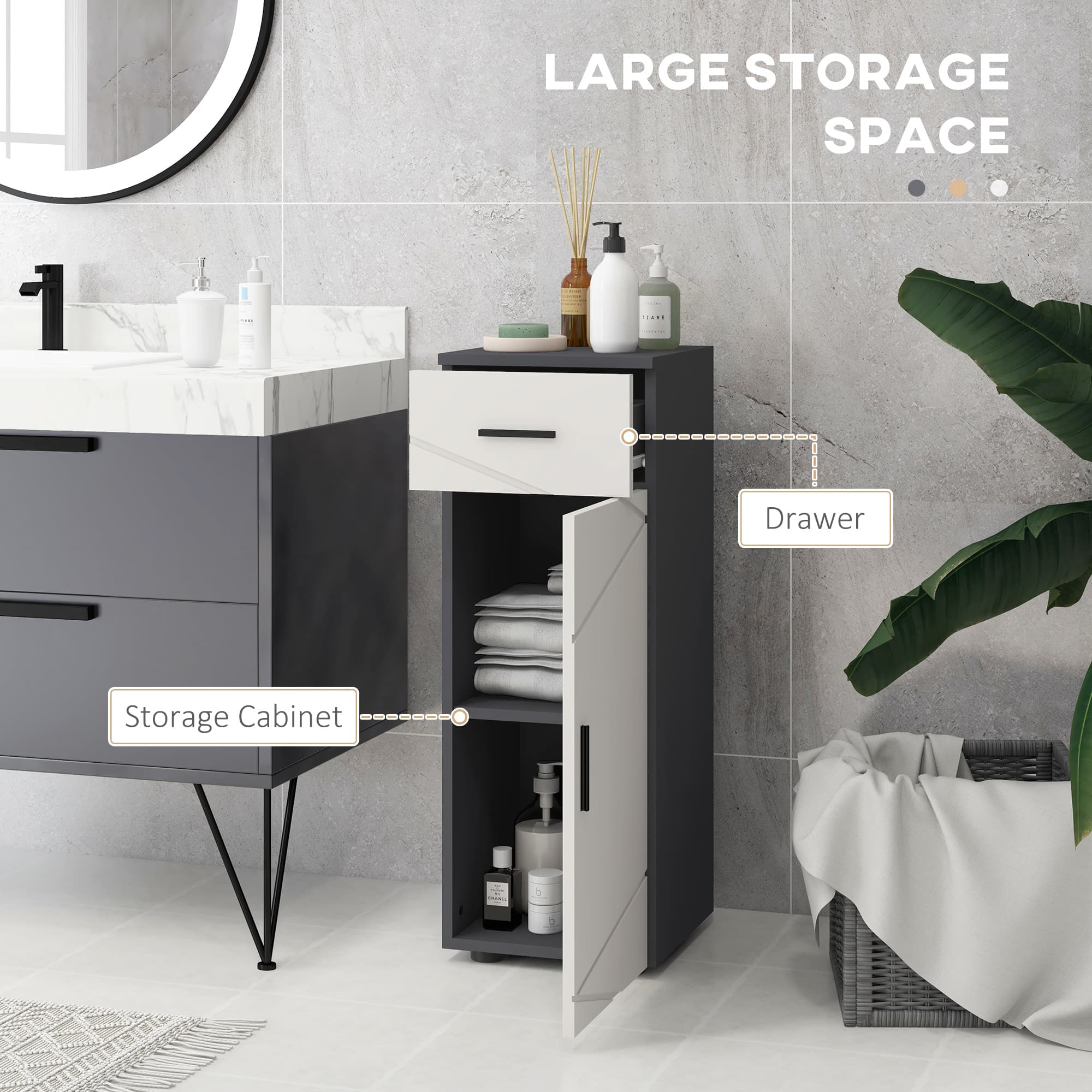 Transform Your Space With the Kleankin Slim Grey Bathroom Cabinet - image 3