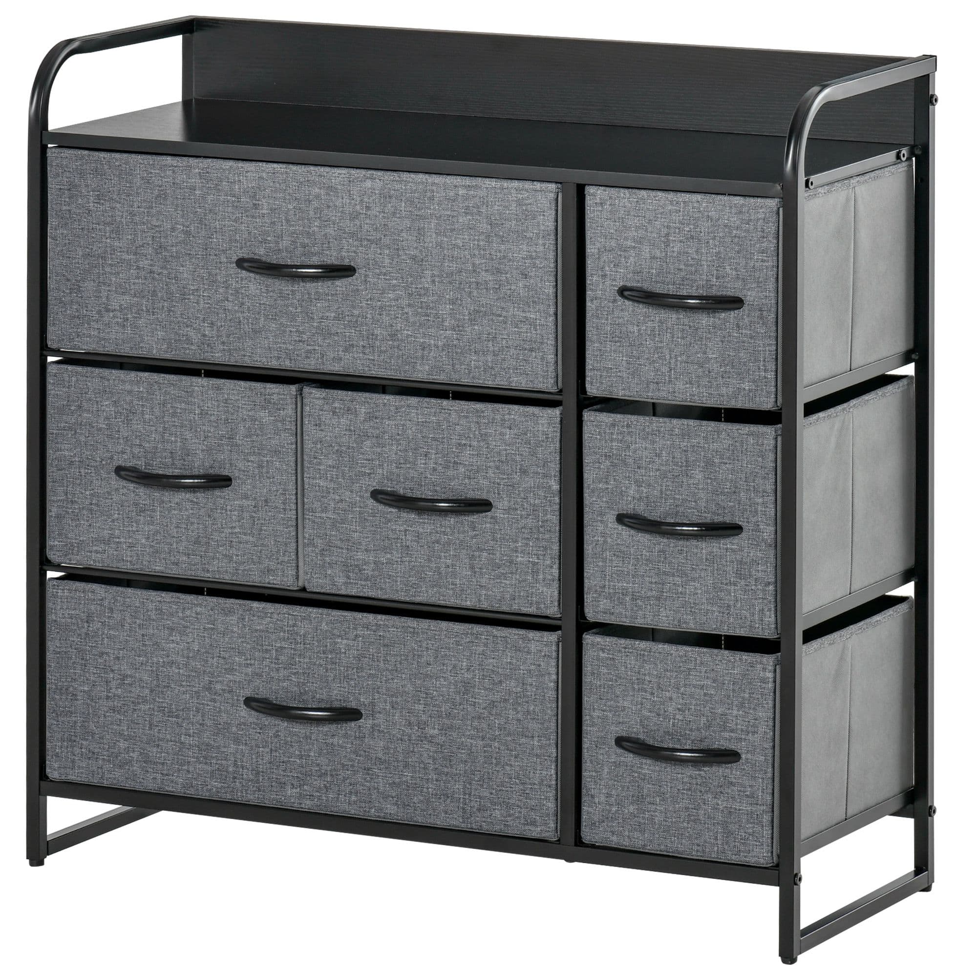 Effortless Organisation: 7-Drawer Grey Fabric Chest - Grey