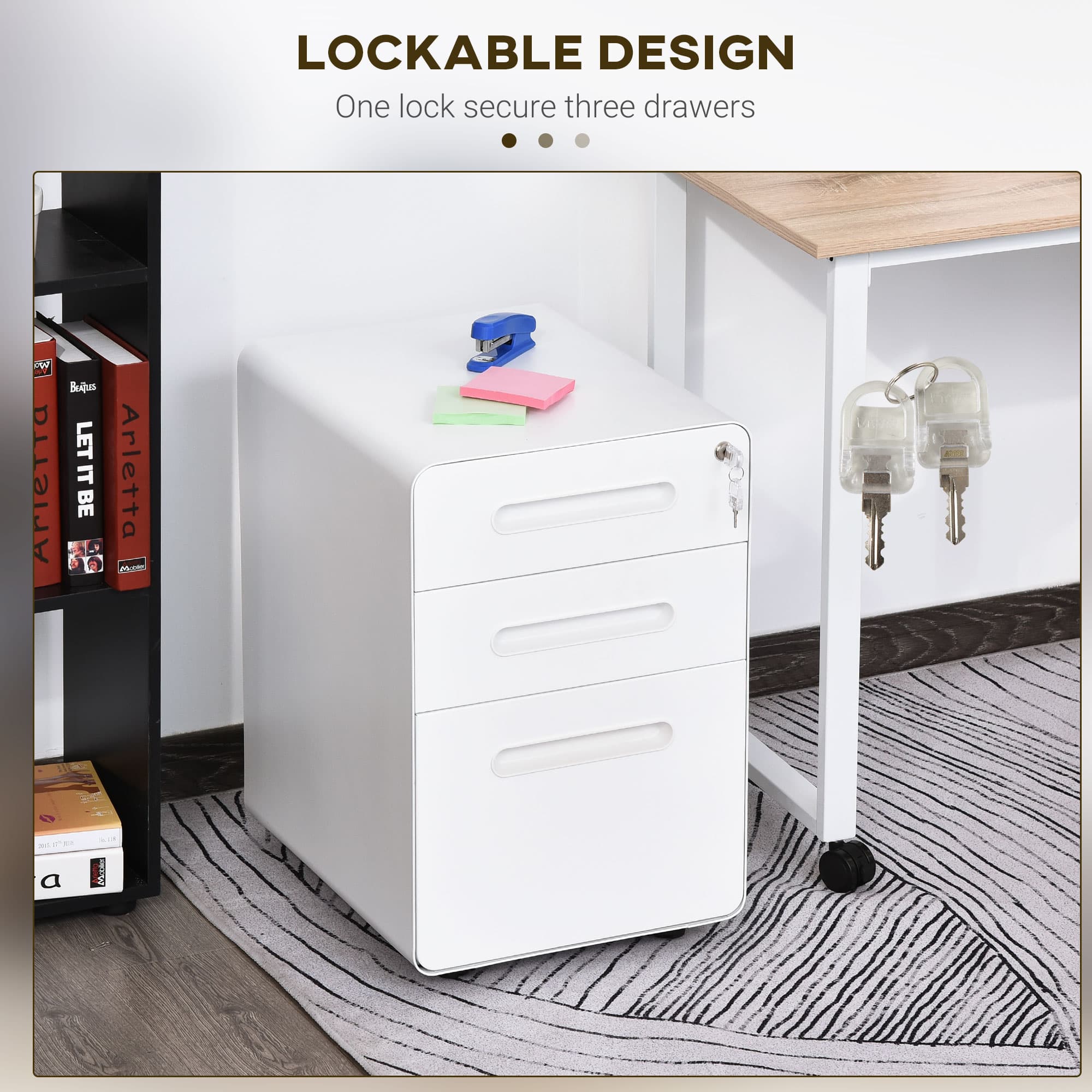 Effortless Office Organisation: White Lockable Filing Cabinet - image 3