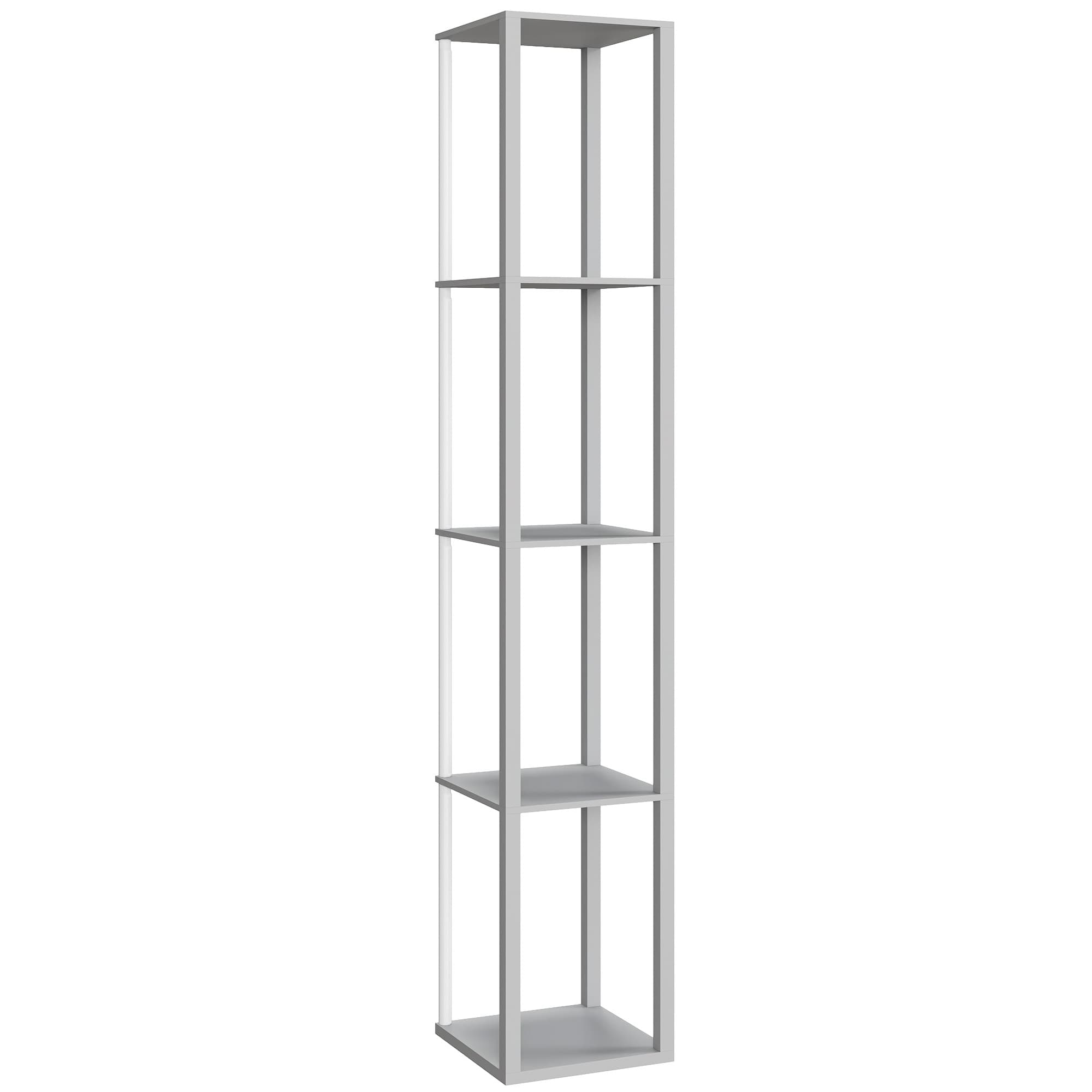 Slim Grey Floor Lamp with Shelves and RGB Mood Lighting - image 7