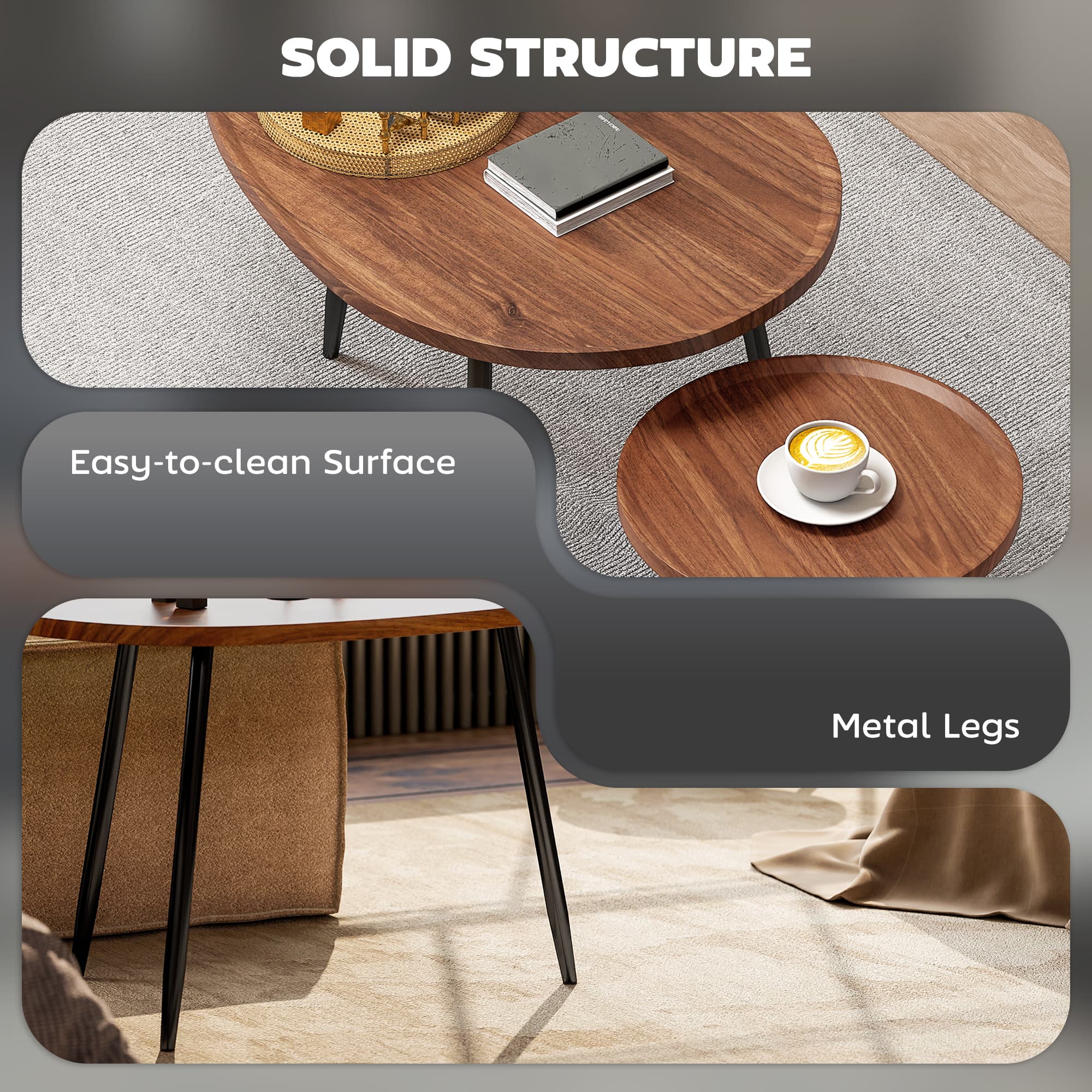 Transform Your Space with this Chestnut Nesting Coffee Table Set - image 4