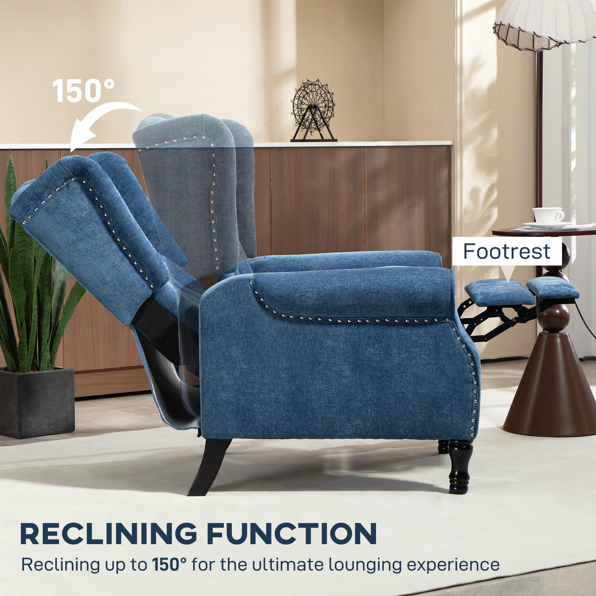Transform Your Space with this Royal Blue Reclining Armchair - image 1