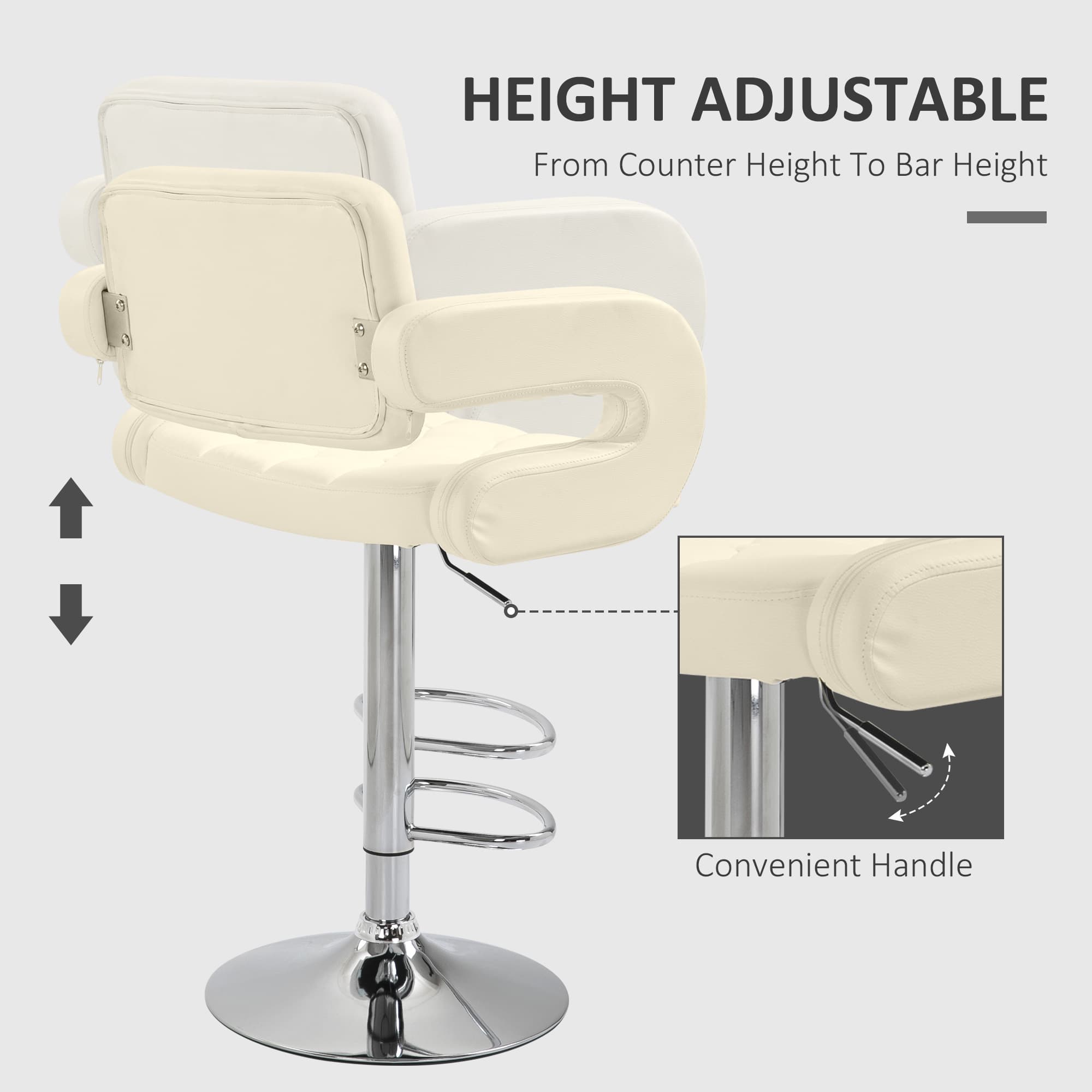 Effortless Comfort: Adjustable Beige Swivel Bar Stool - image 4