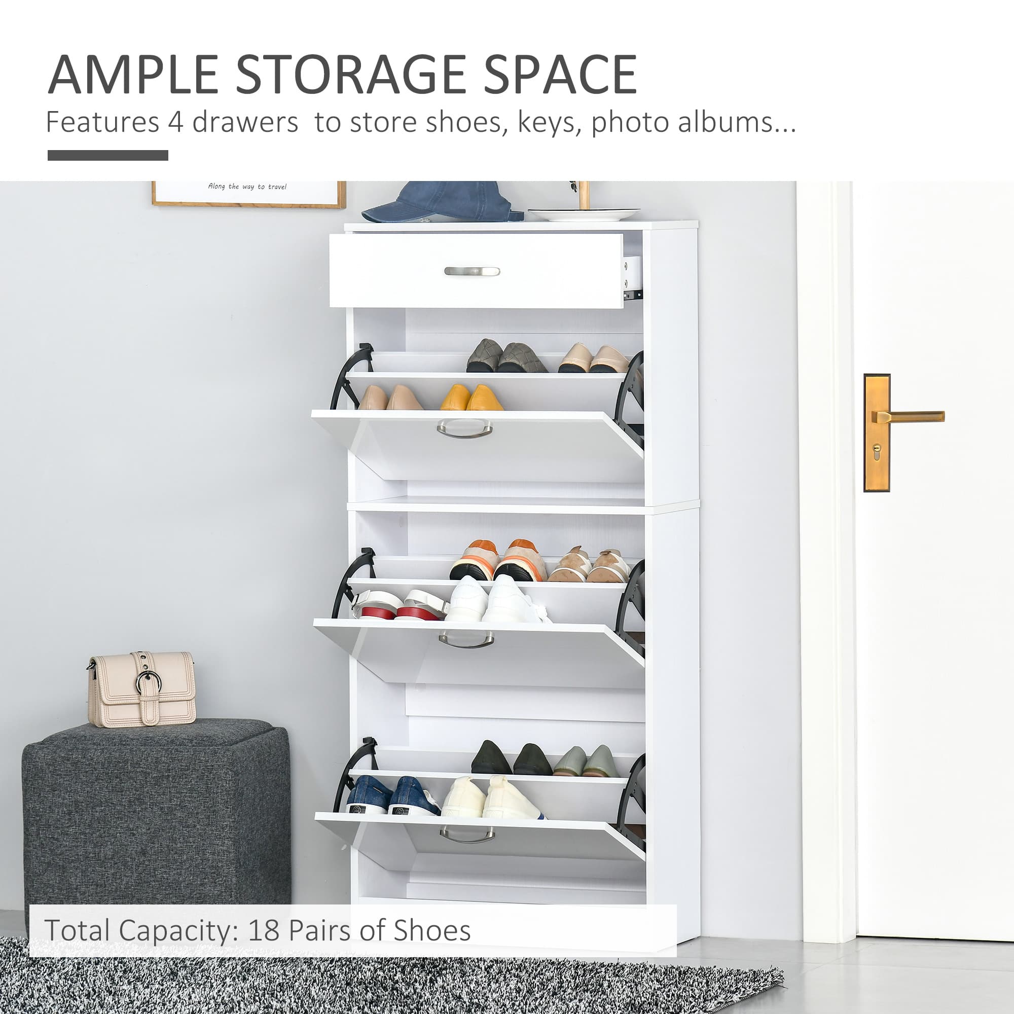 Transform Your Hallway with this 18-Pair White Shoe Cabinet - image 1