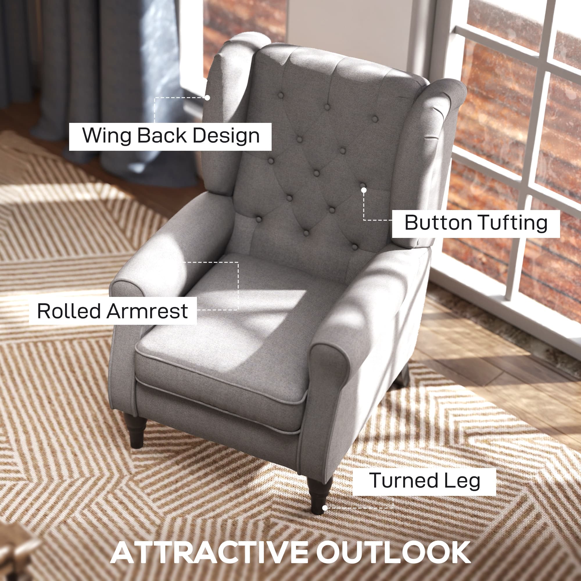 Transform Your Space With This Grey Retro Wingback Armchair - image 3
