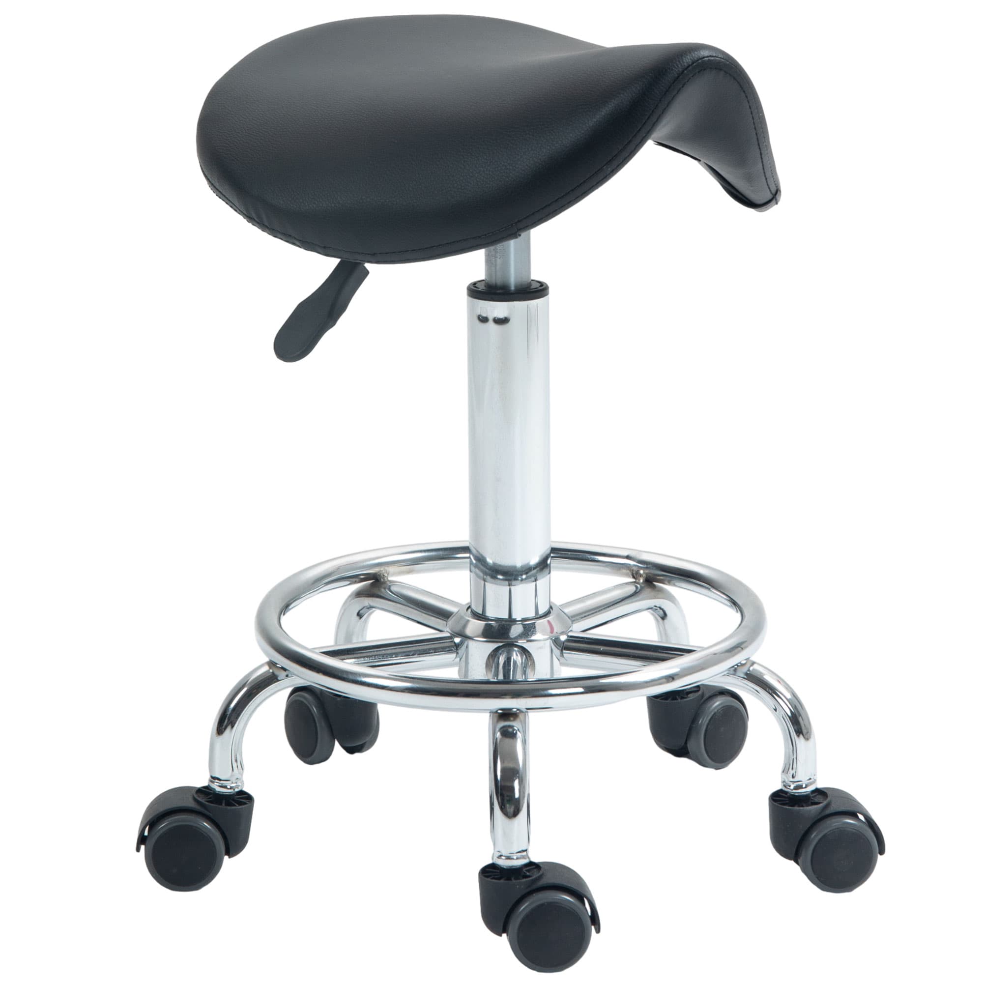 Ergonomic Saddle Stool with Chrome Base and Rolling Casters - image 7
