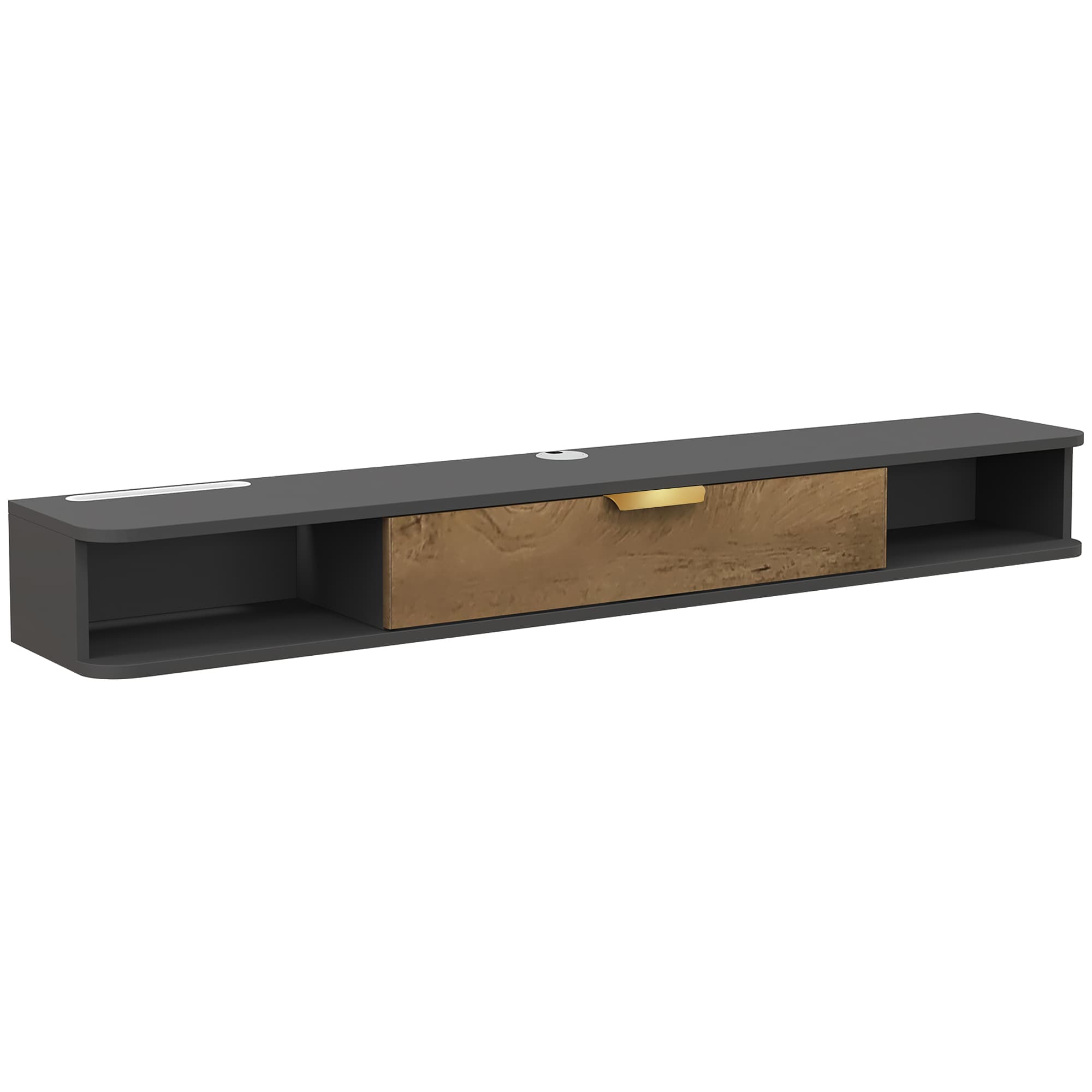 Wall-Mounted TV Stand with Open Shelves and Storage Door - image 8