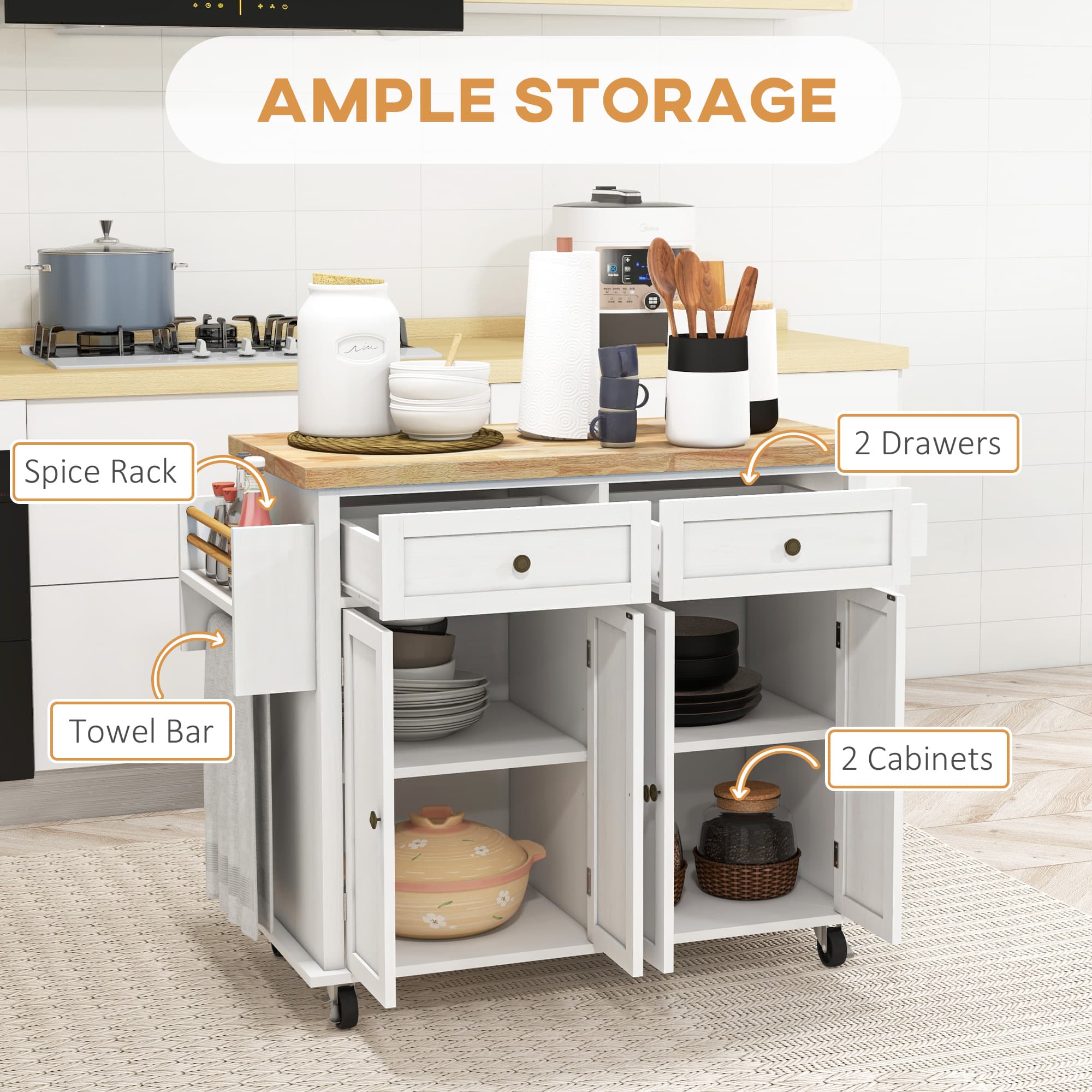 Effortless Storage With Our White Rolling Kitchen Island - image 1