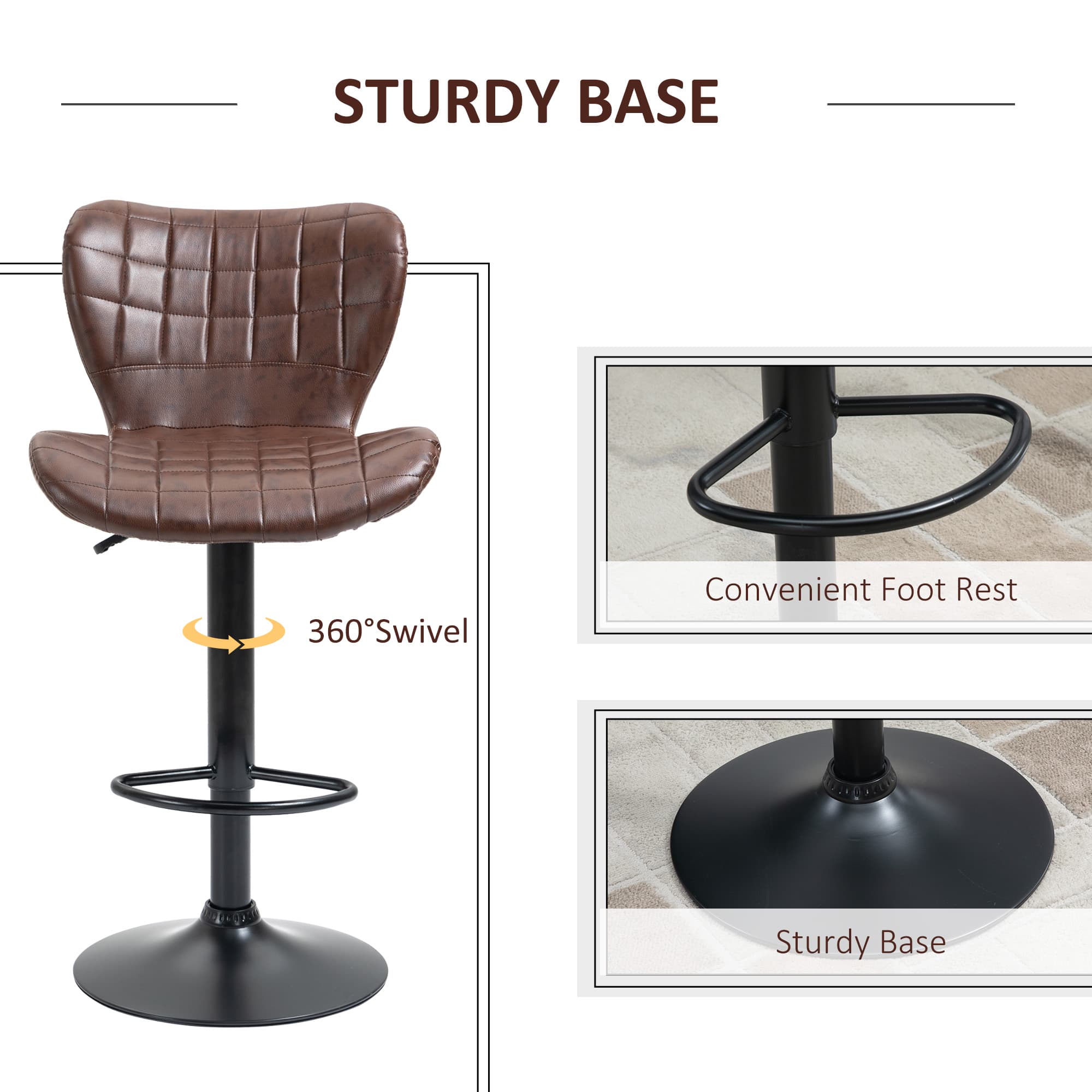 Transform Your Kitchen with Premium Brown Swivel Bar Stools - image 5
