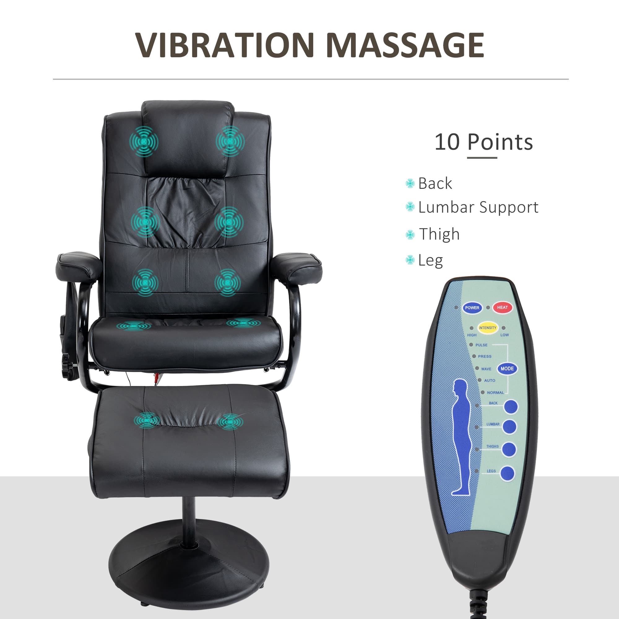 Transform Your Rest with this Black Massage Recliner & Footstool - image 3